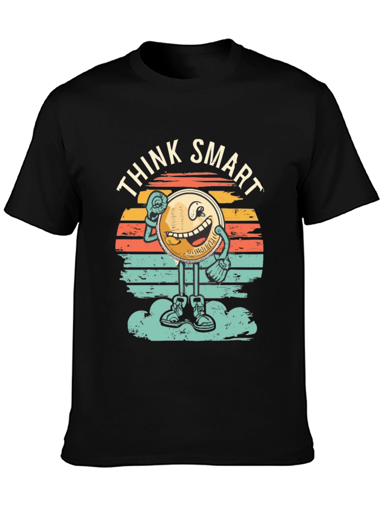 Black Think Smart Graphic Tee - Retro Style view 3