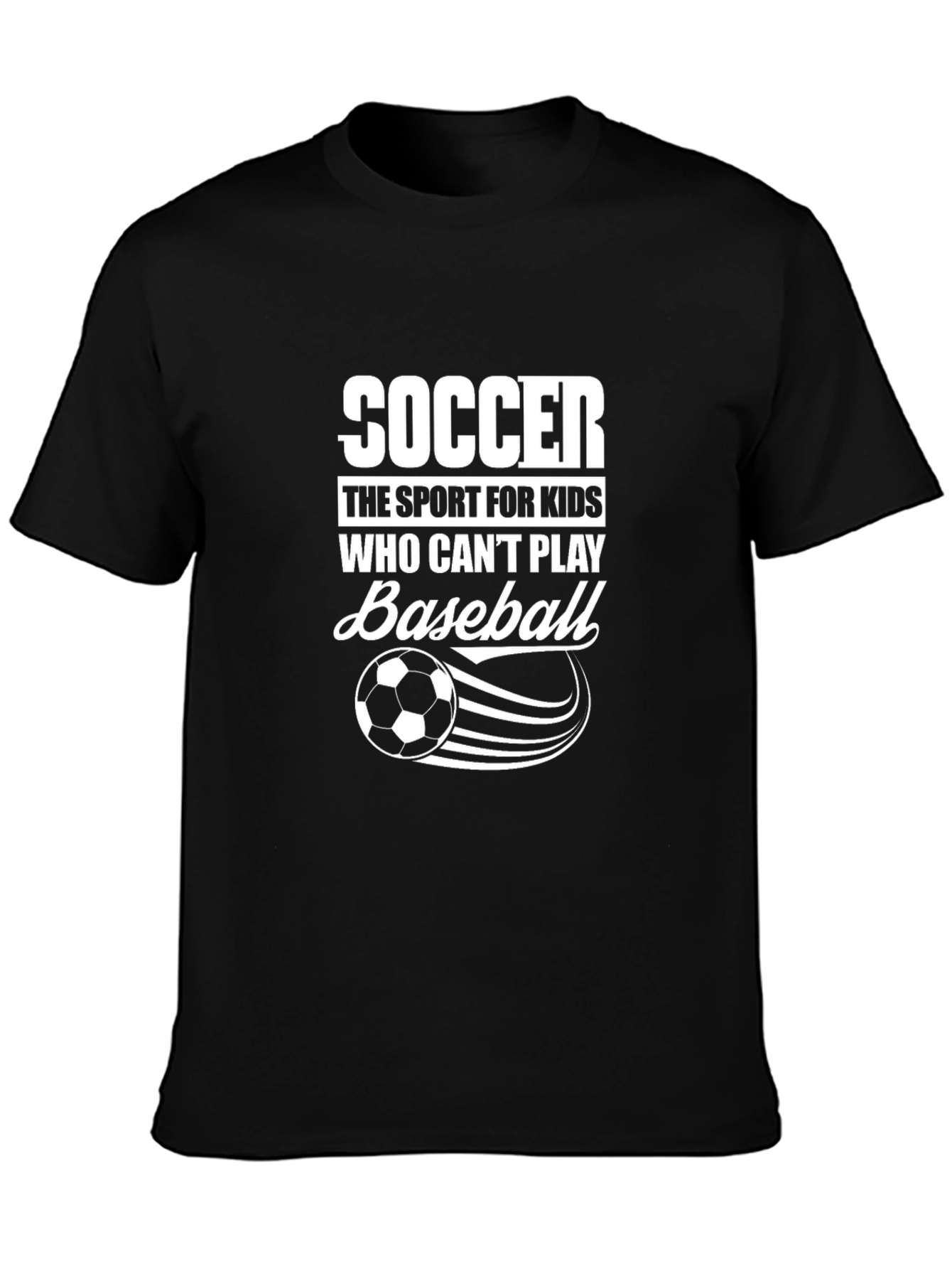 Black Funny Soccer Baseball T-Shirt view 3