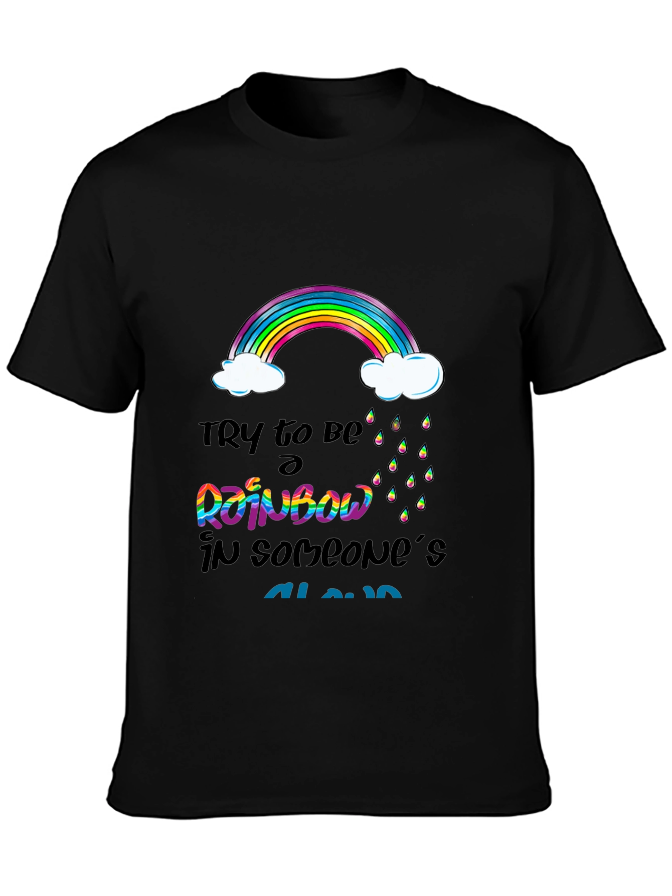 Black Rainbow Cloud Graphic T-Shirt view 3