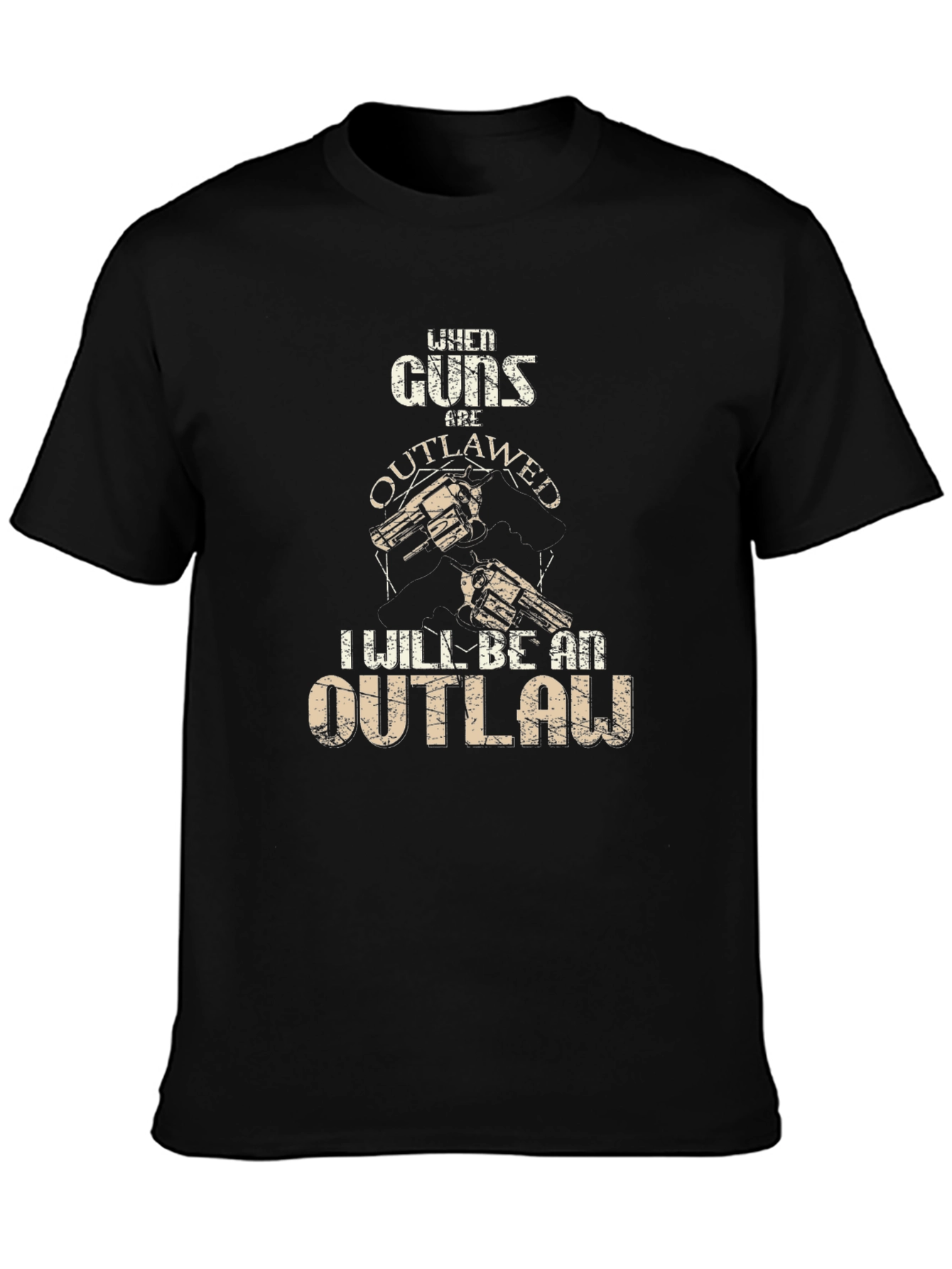 Black Guns Outlawed Graphic Tee - Western Style view 3