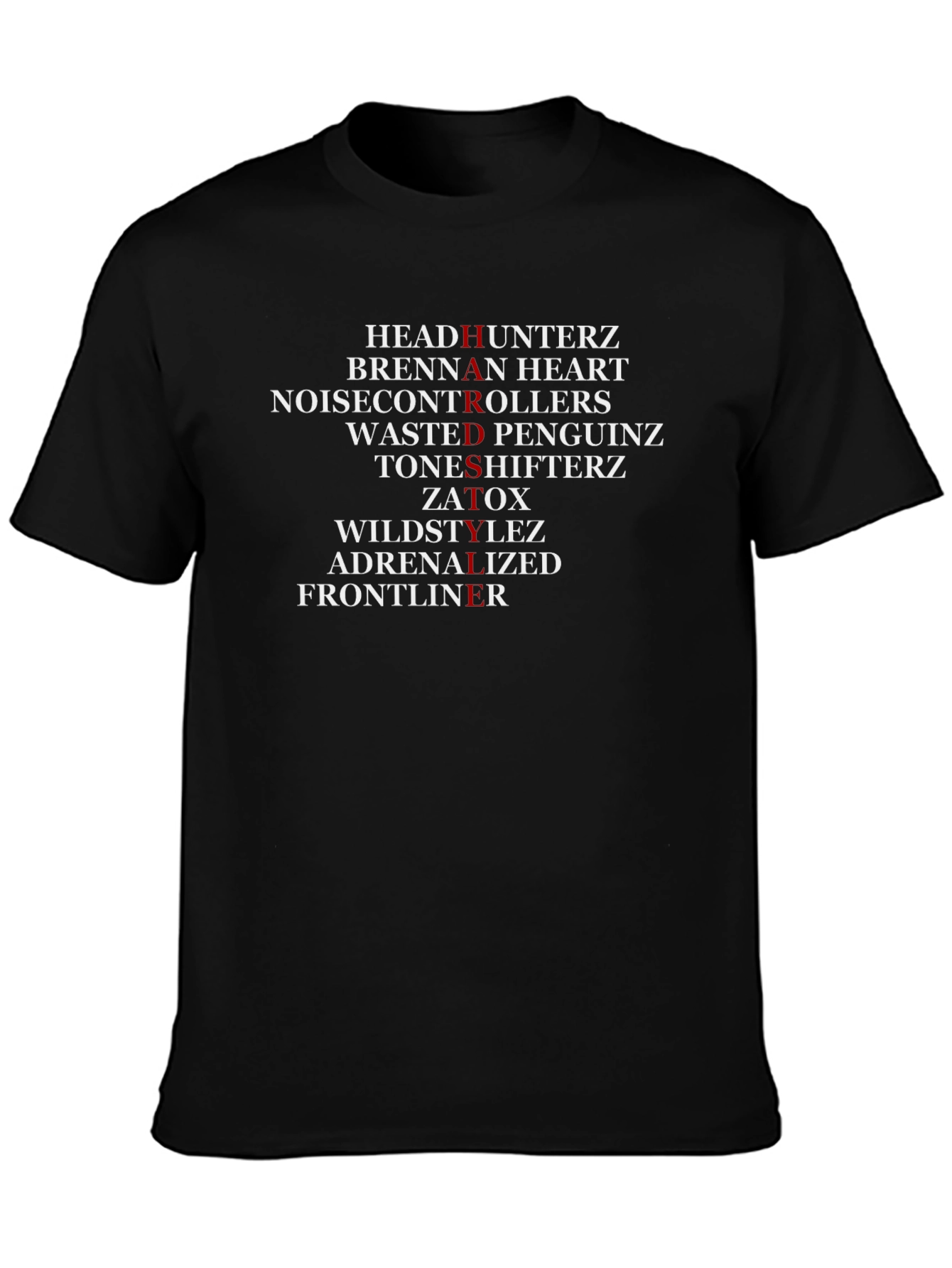 Black Hardstyle DJ Names T-Shirt - Music Festival Rave view 3