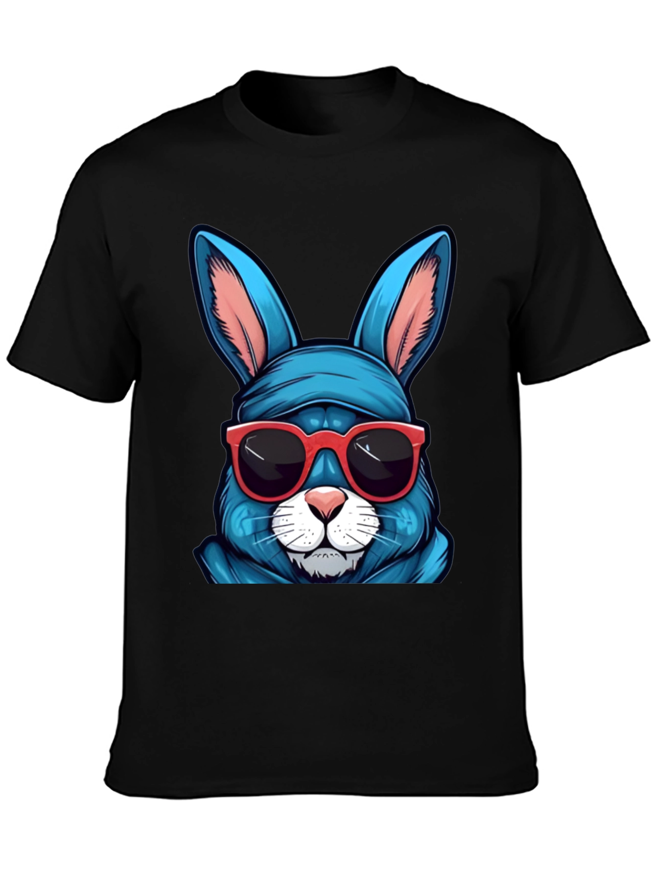 Black Cool Blue Bunny T-Shirt view 3