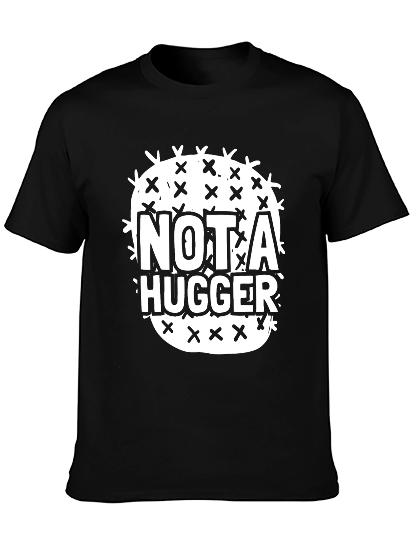 Black Not A Hugger Cactus Graphic Tee - Soft Cotton Blend Shirt view 3