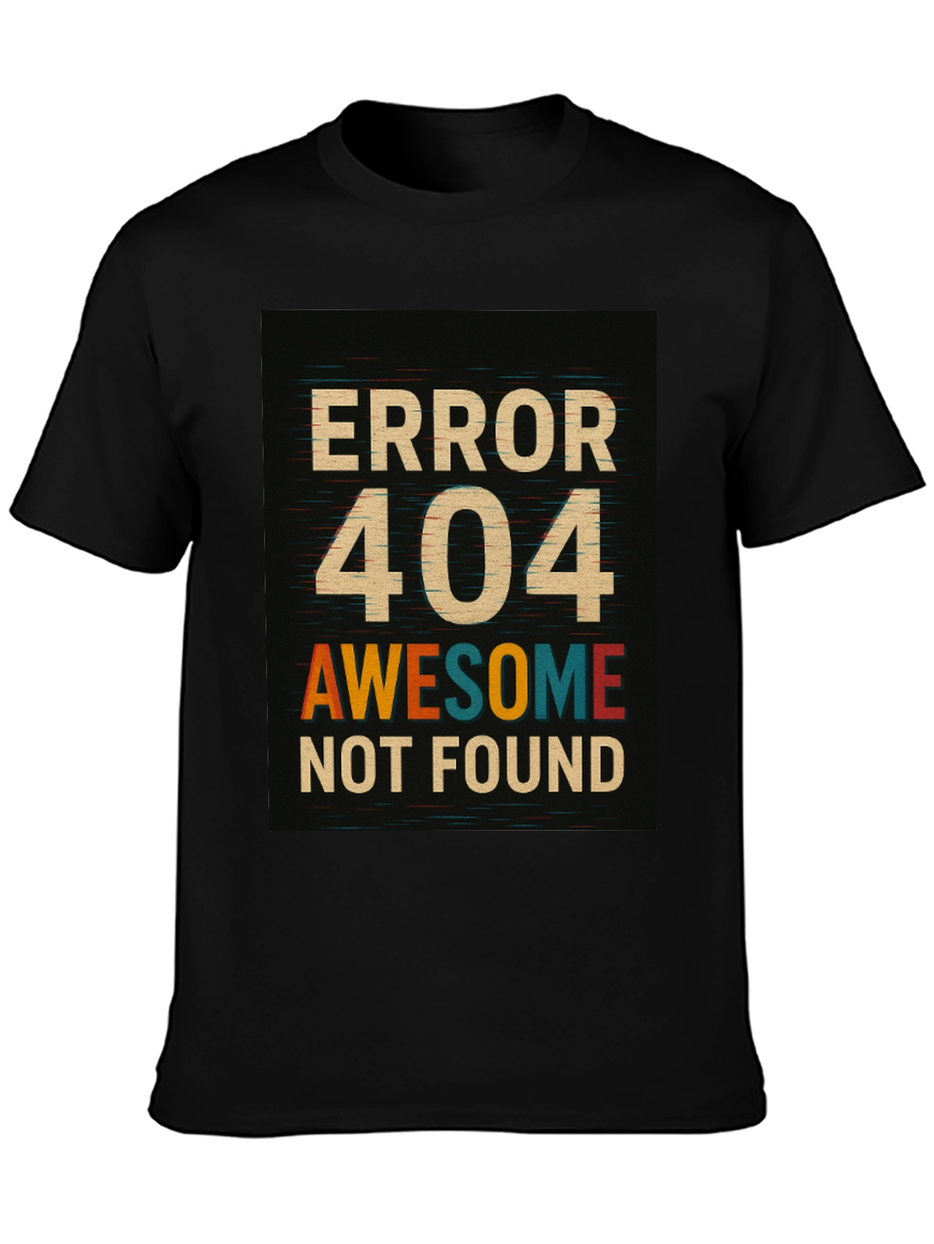 Black Error 404 Awesome Not Found Black T-Shirt view 3