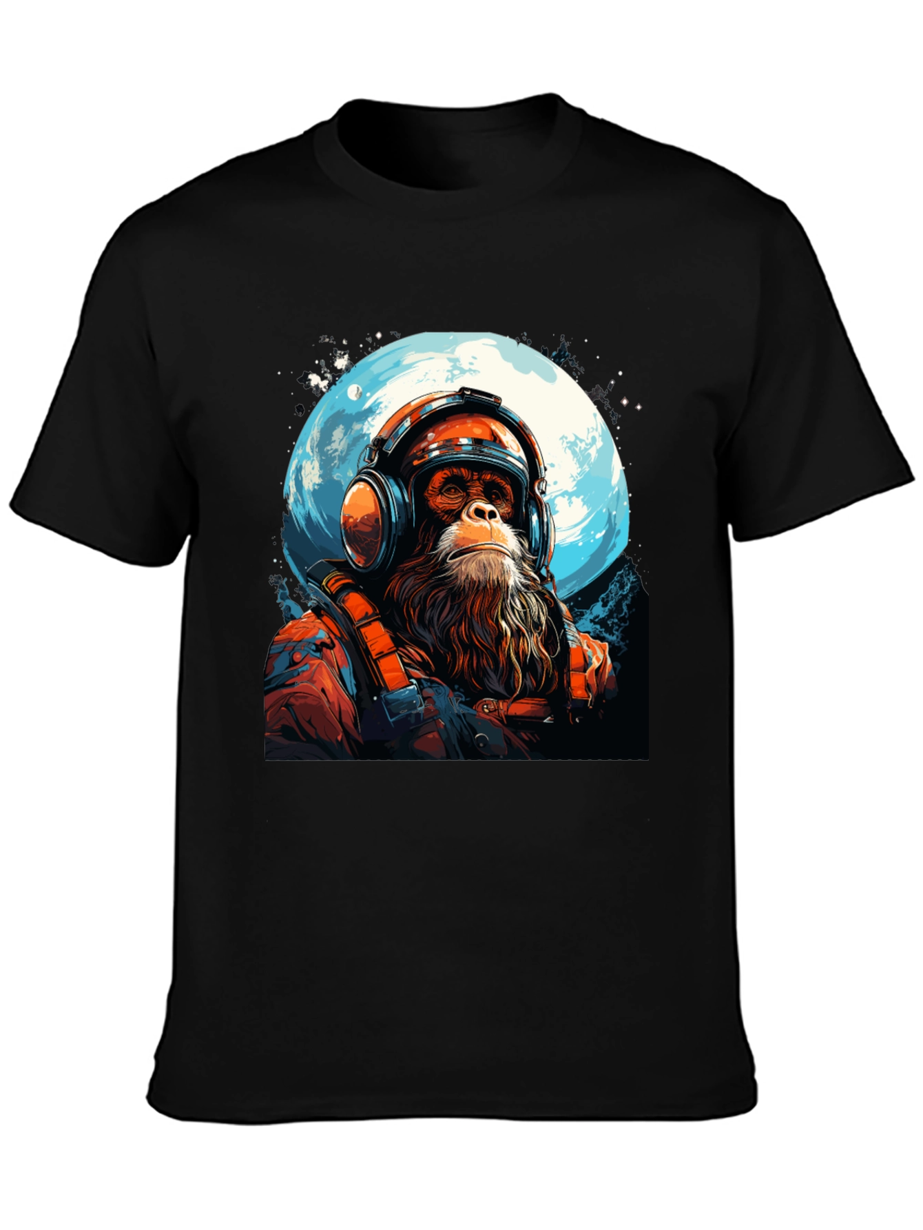 Black Astro Chimp Graphic Tee - Moon Landing Design view 3
