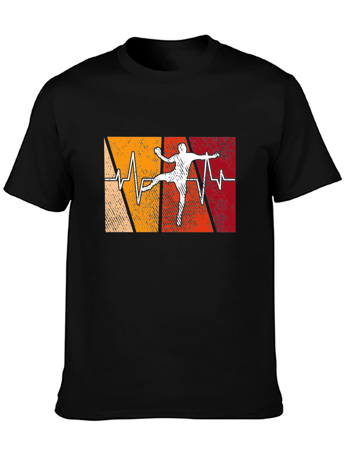 Black Handball Heartbeat T-Shirt - Handball Player Gift view 3