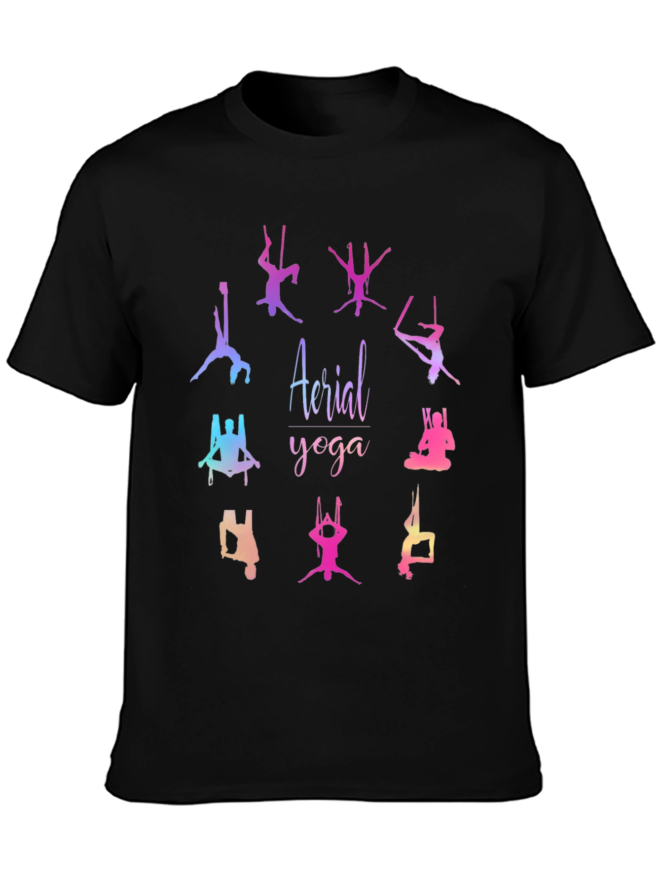 Black Aerial Yoga Graphic T-Shirt - Black Cotton Blend Tee view 3
