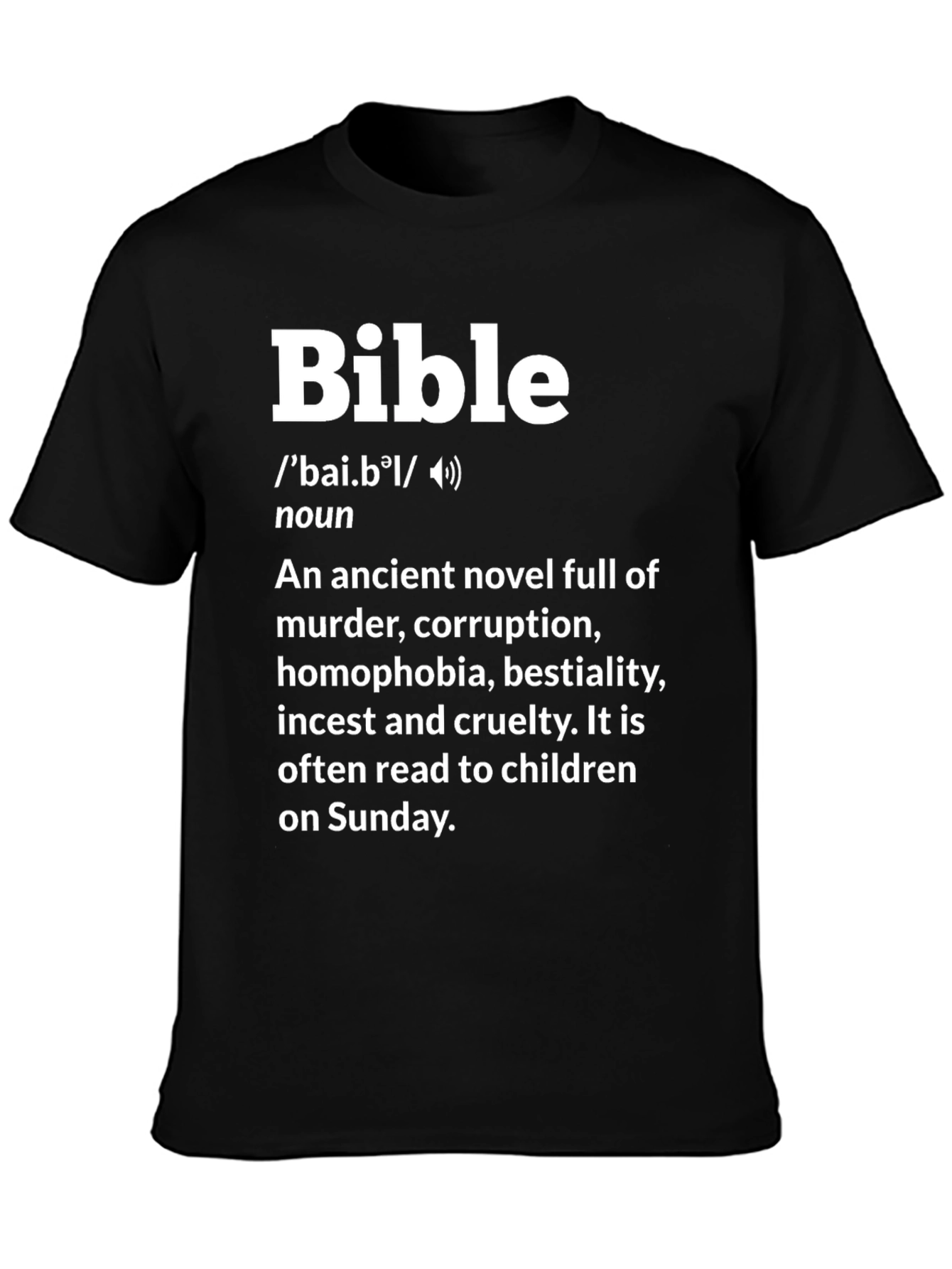 Black Bible Definition T-Shirt Funny Novel Atheist Tee view 3