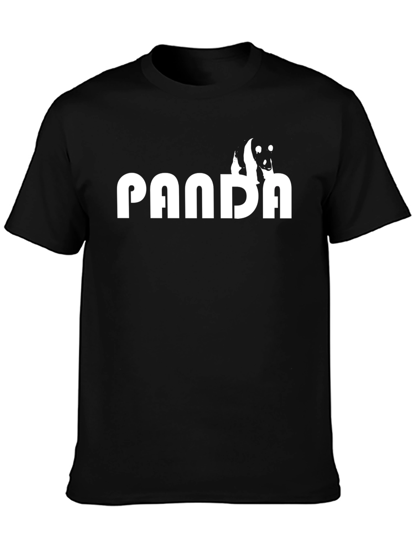 Black PANDA Graphic Tee - Black Cotton T-Shirt view 3
