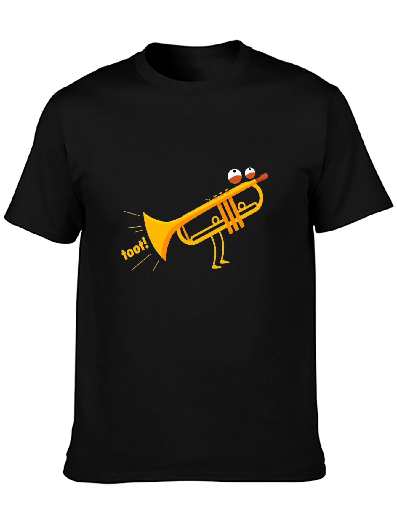 Black Funny Toot Trumpet Black T-Shirt view 3
