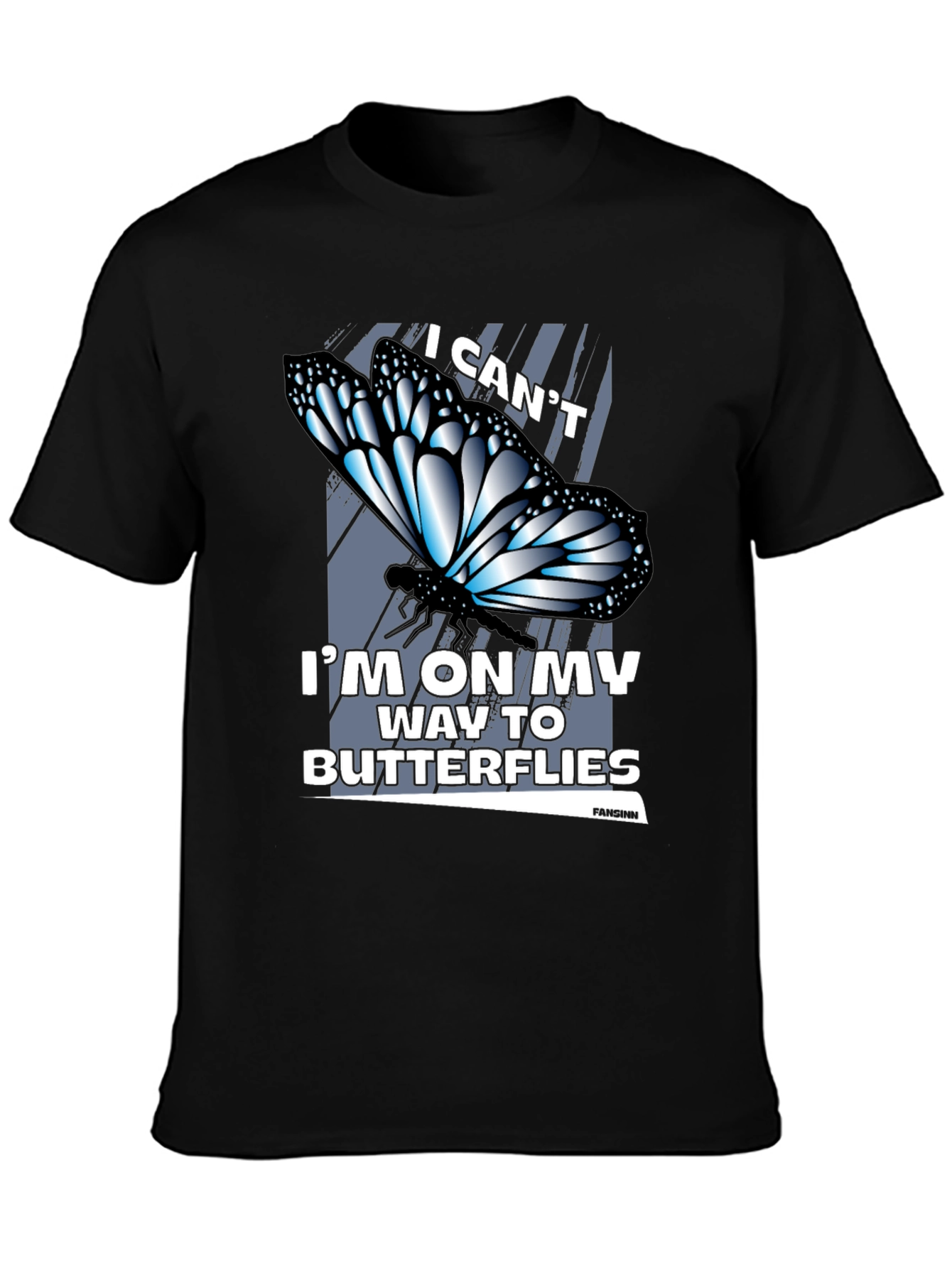 Black Butterfly Graphic T-Shirt - I Can't, Butterflies view 3