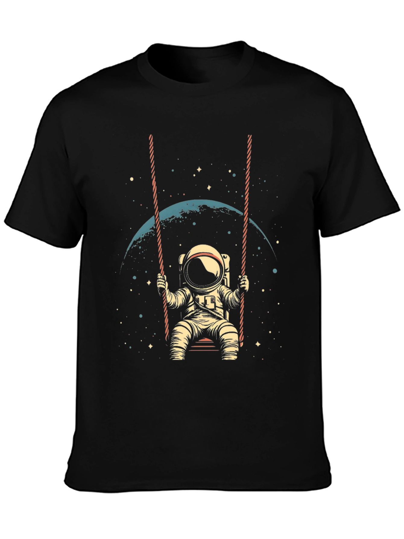 Black Astronaut on Swing T-Shirt - Space Lover Tee view 3
