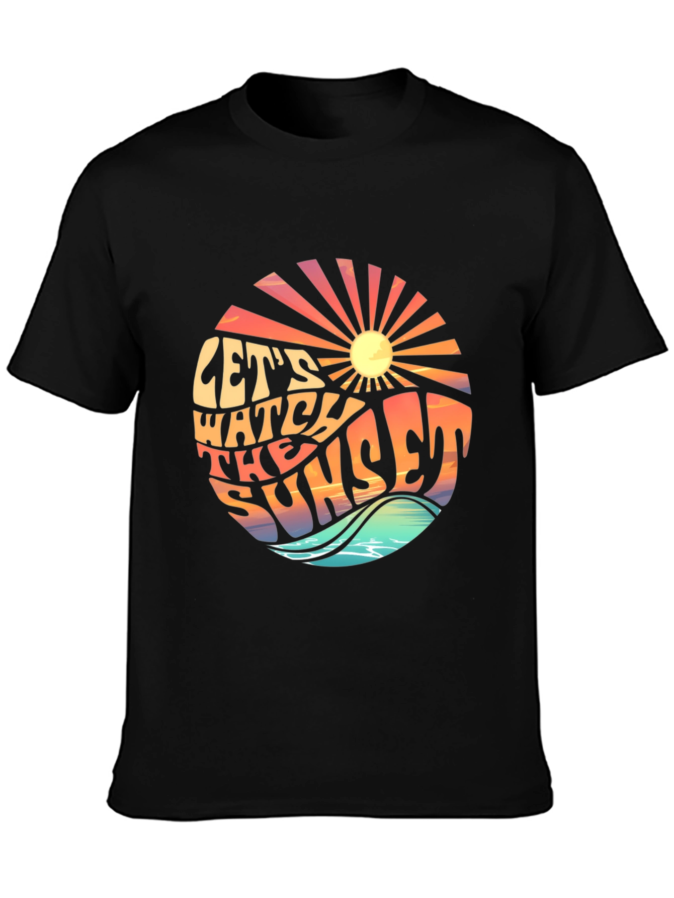 Black Let's Watch the Sunset Graphic T-Shirt view 3