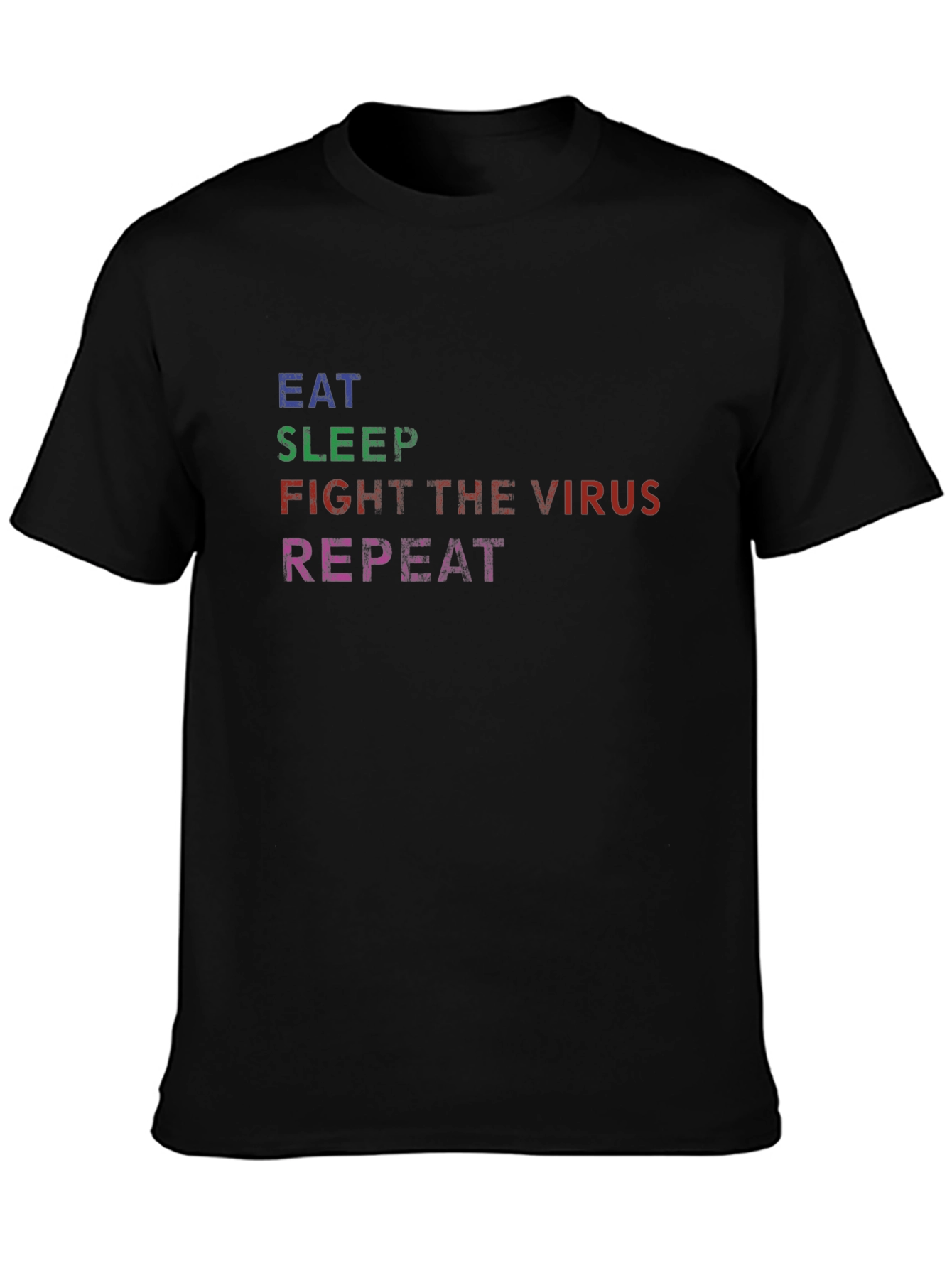 Black Eat Sleep Fight Virus Repeat Black Graphic Tee view 3