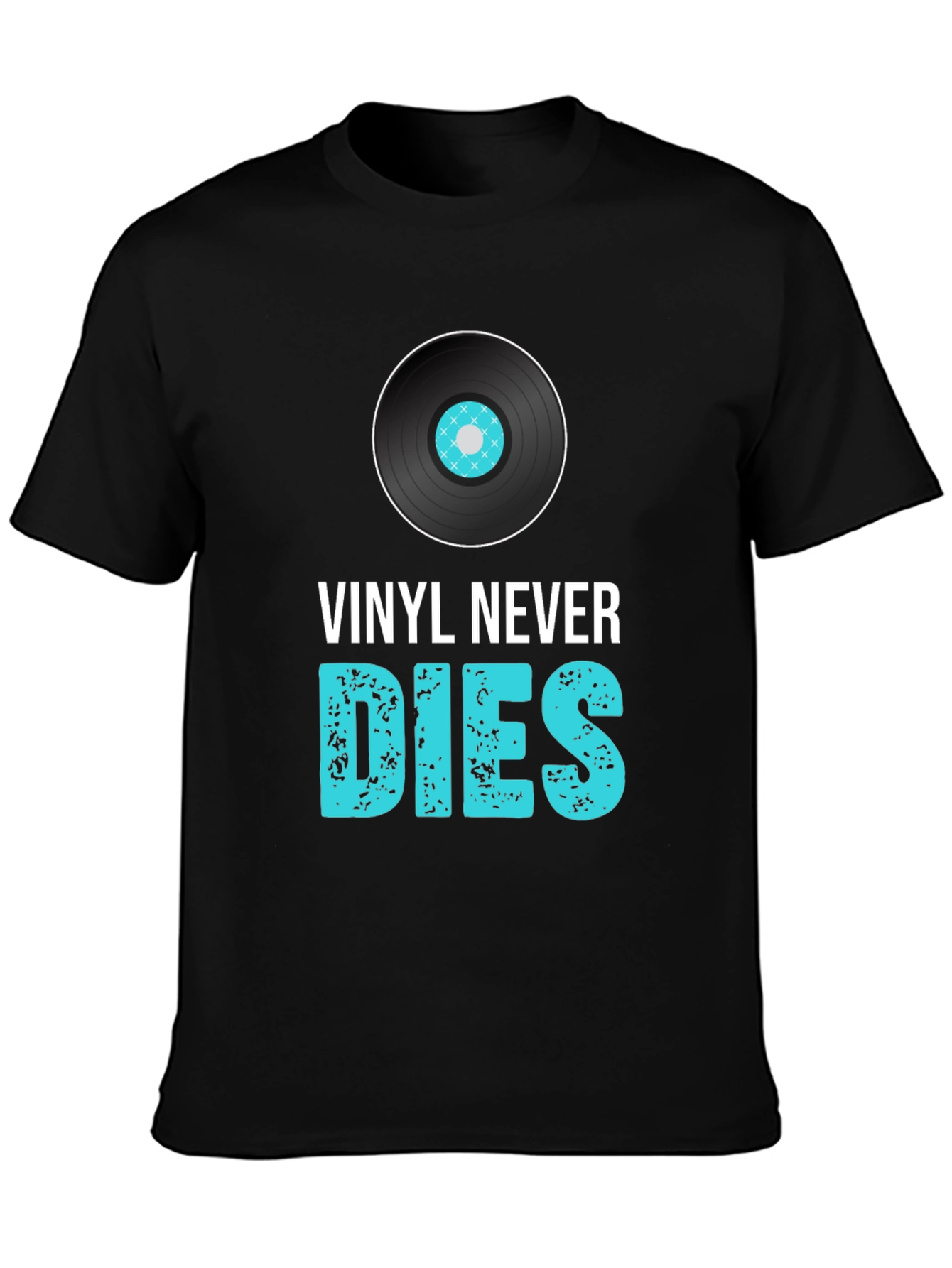 Black Vinyl Never Dies Graphic Tee - Music Lover T-Shirt view 3