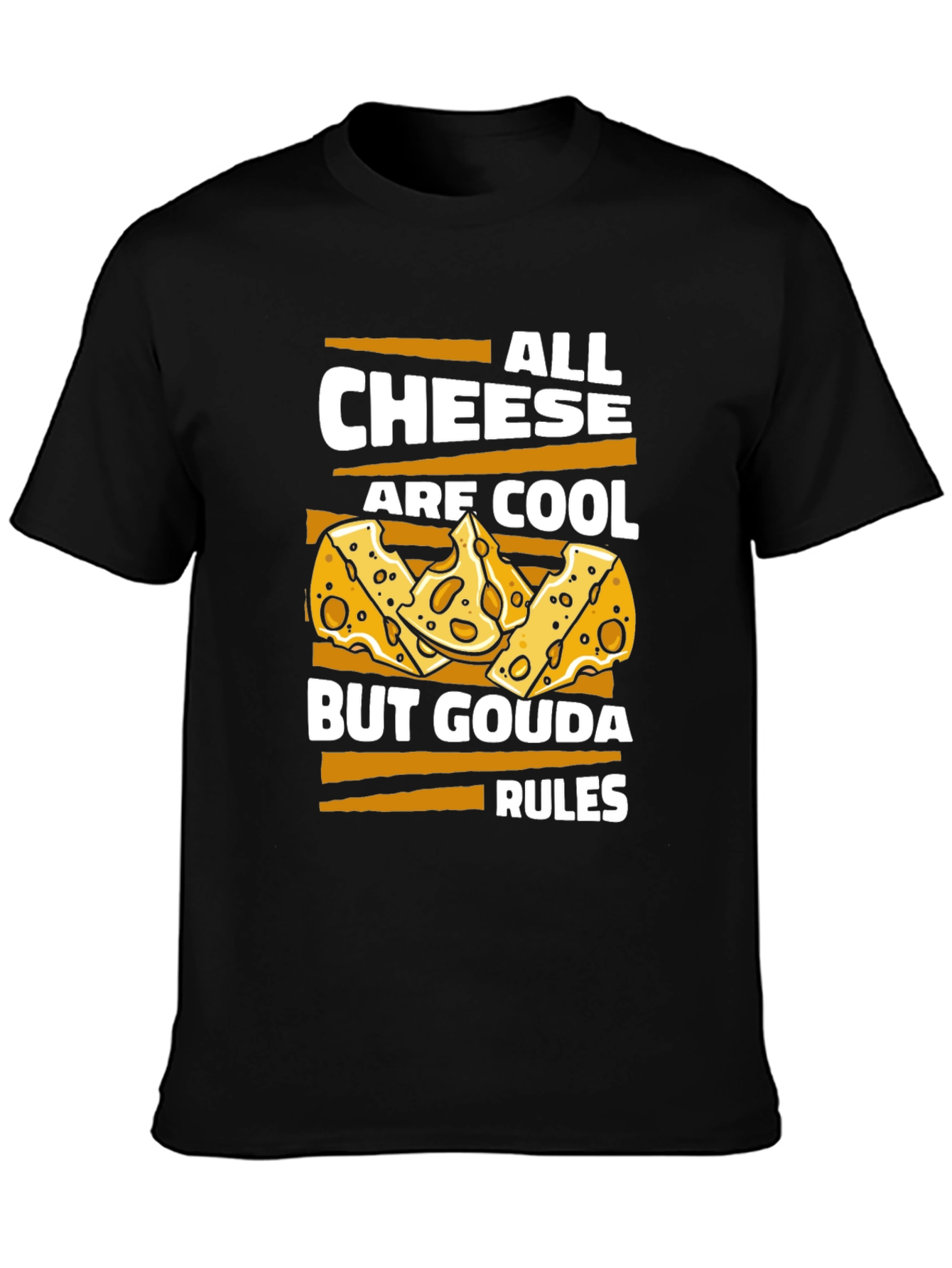 Black Cheese Lover T-Shirt - Gouda Rules view 3