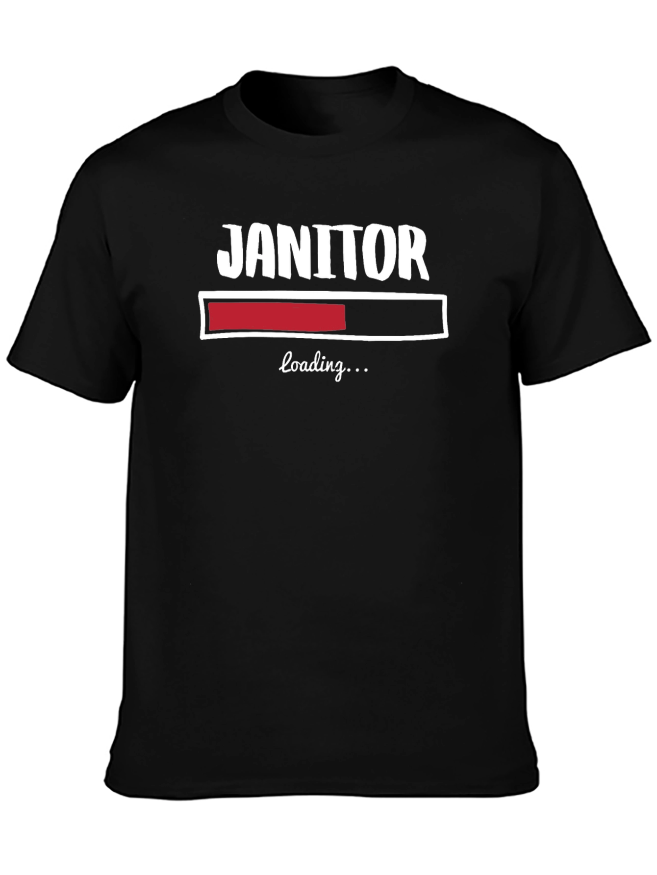 Black Janitor Loading T-Shirt - Funny Cleaning Crew Apparel view 3