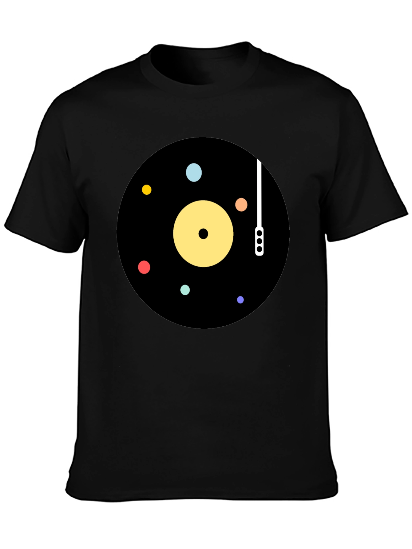 Black Retro Vinyl Record Graphic T-Shirt view 3