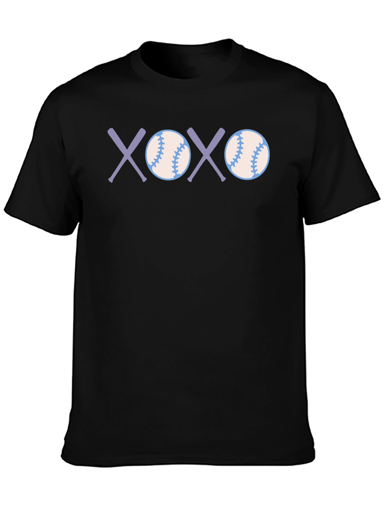 Black Baseball XOXO Graphic Tee - Soft Cotton Casual T-Shirt view 3