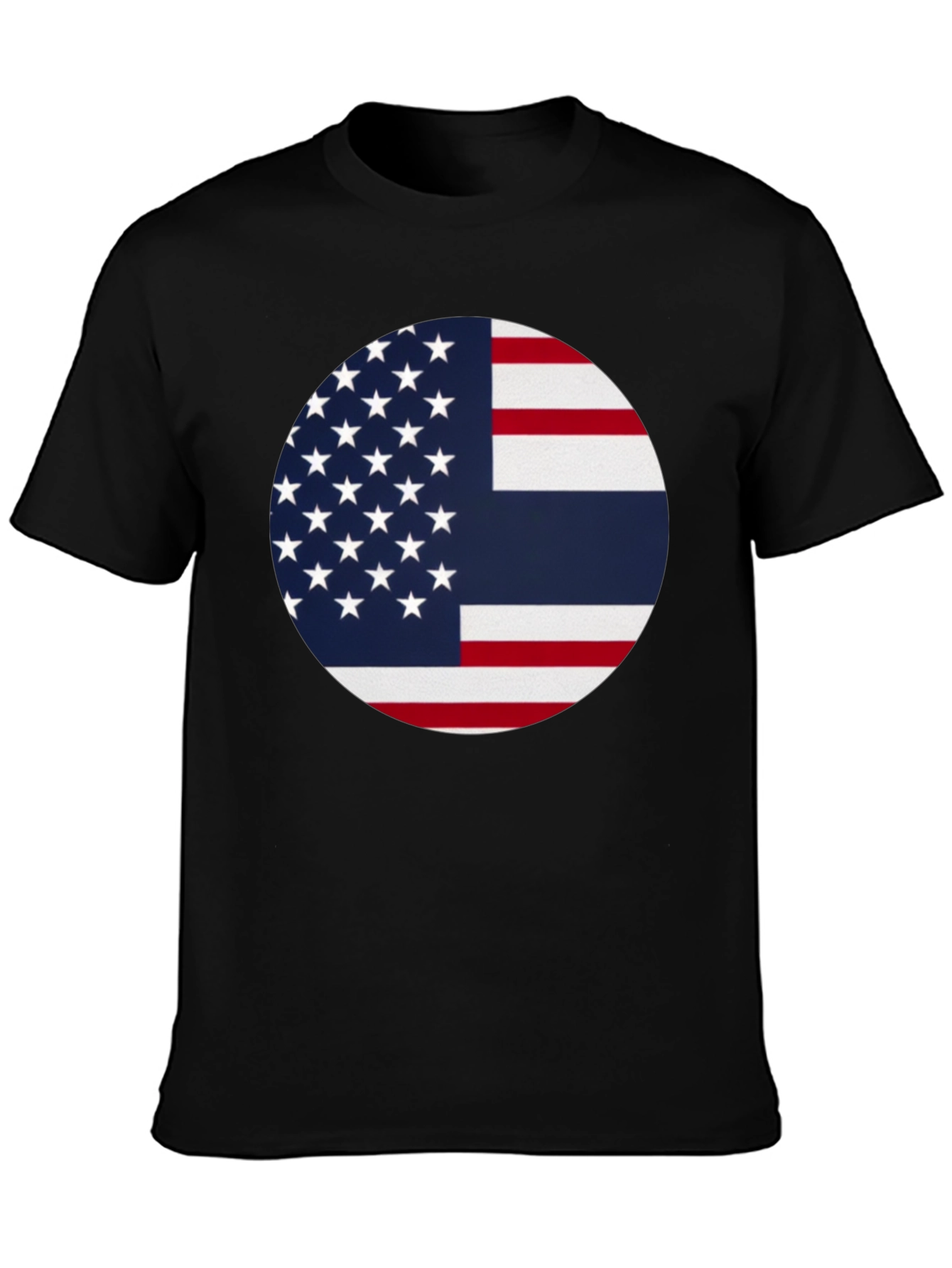 Black USA & Thailand Flag Graphic Tee - Stylish Fusion T-Shirt view 3