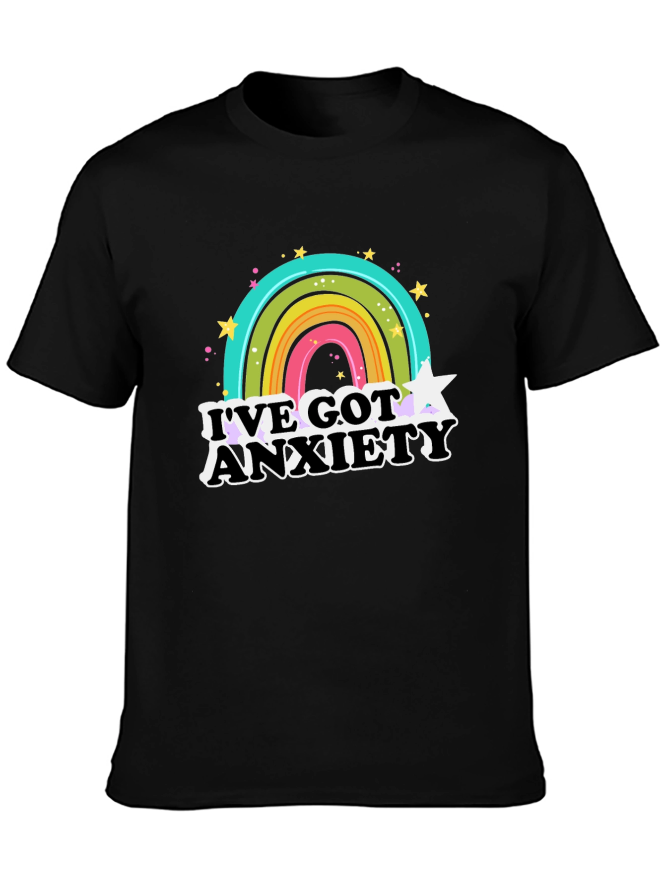 Black Anxiety Rainbow Graphic Tee view 3