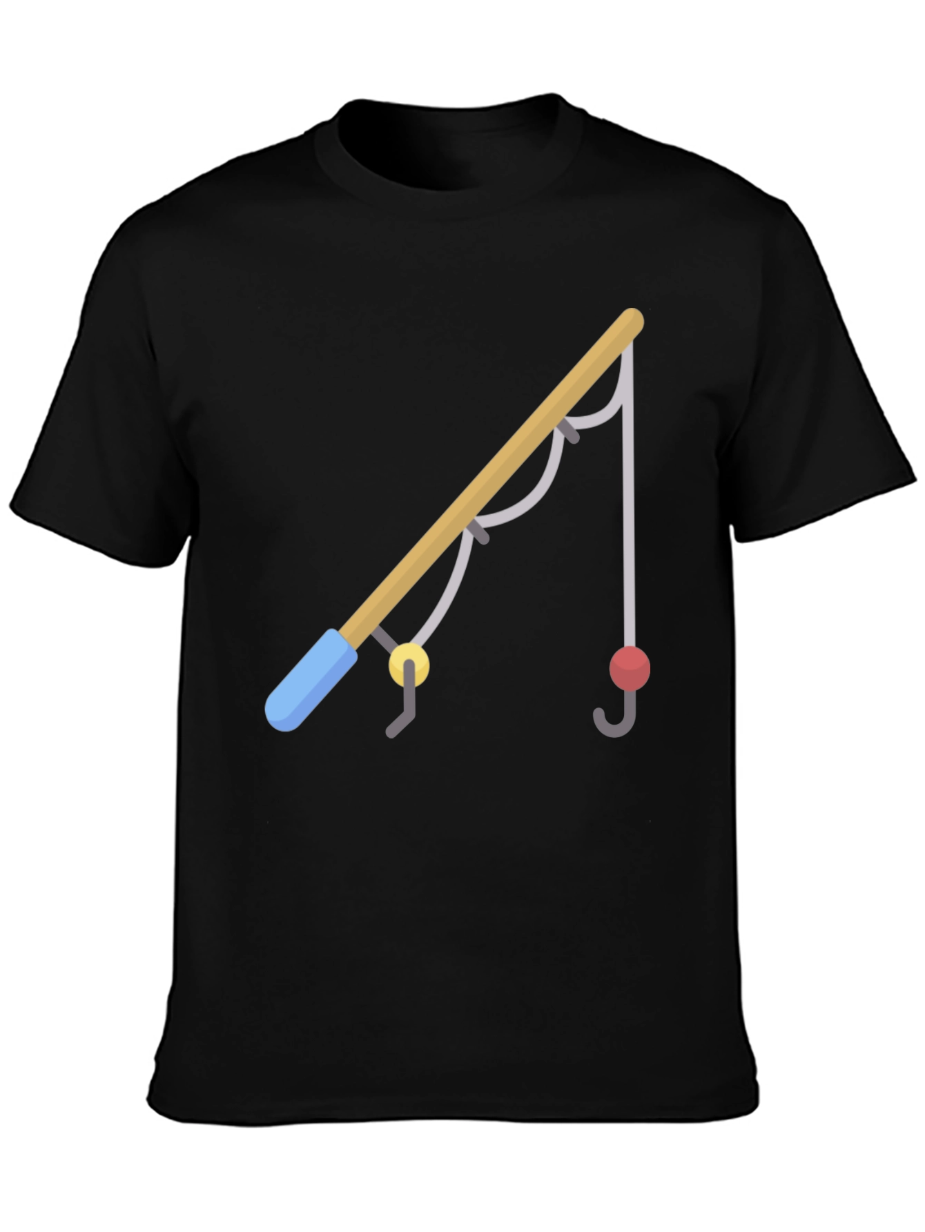 Black Fishing Rod Graphic Tee - Casual Black T-Shirt view 3