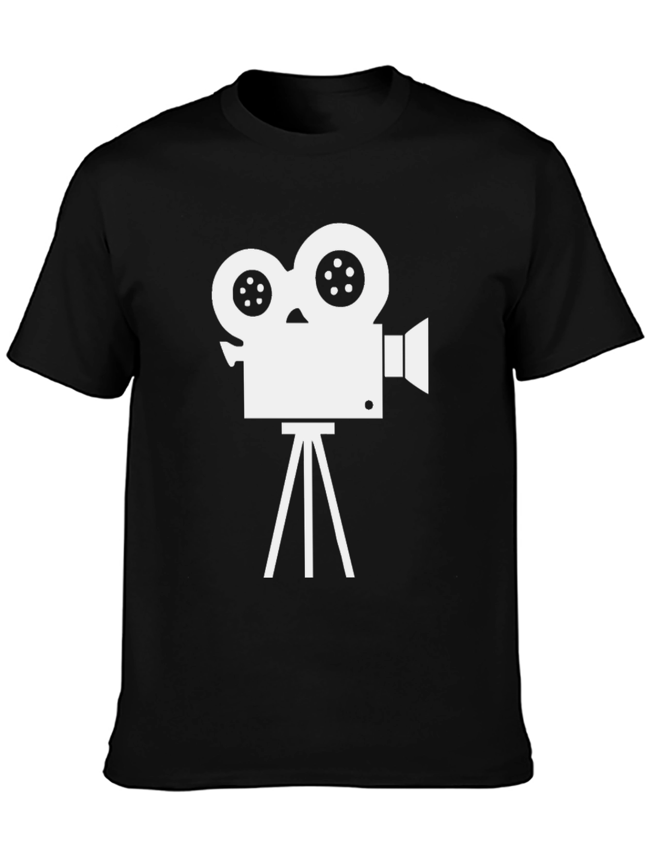 Black Retro Movie Camera Graphic Tee - Black Cotton Blend view 3