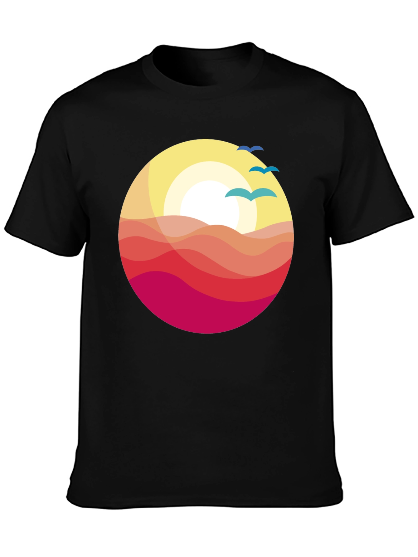 Black Sunset Waves Graphic Tee - Stylish Comfort view 3