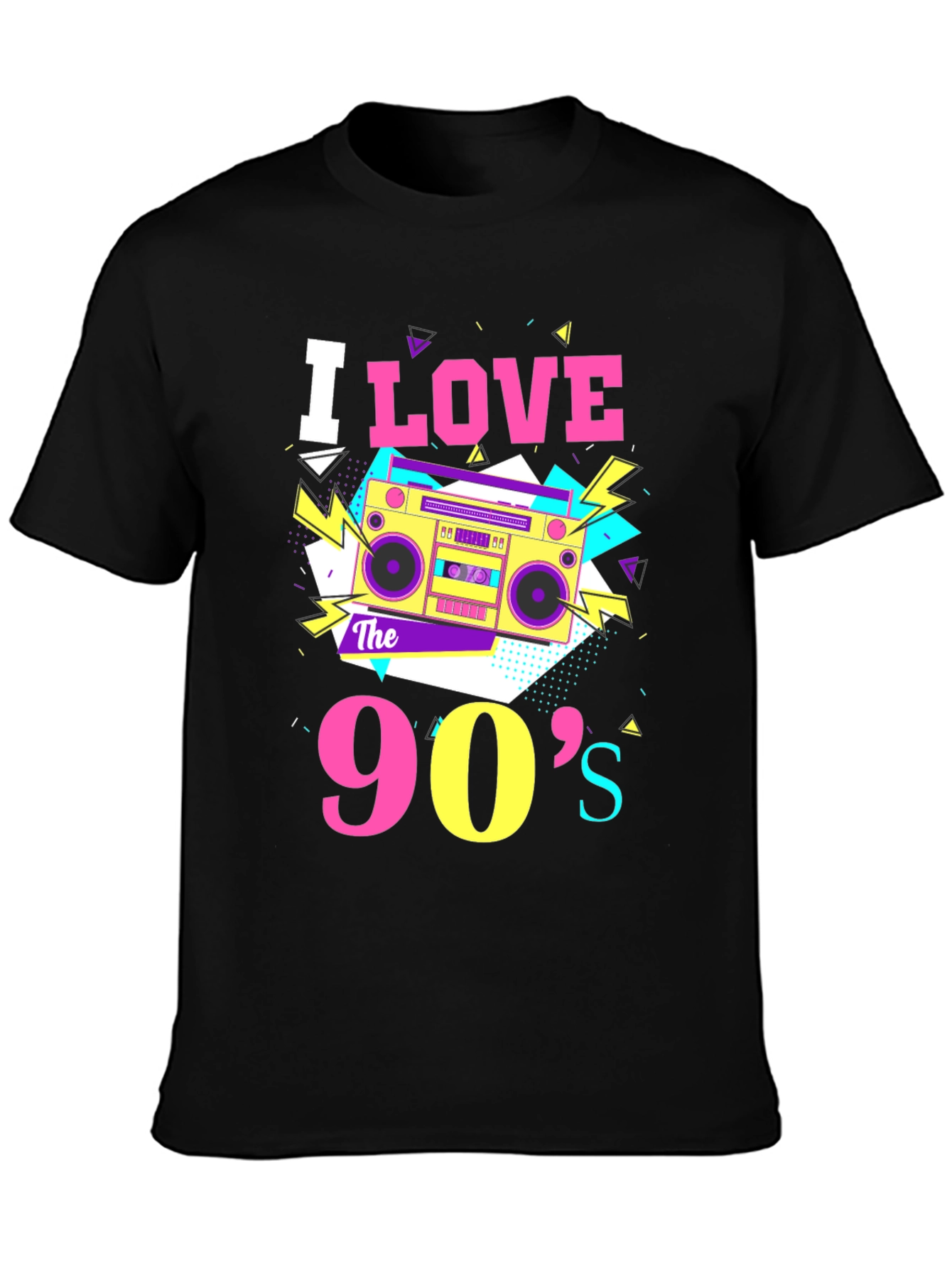 Black I Love the 90s Boombox Graphic Tee - Retro Style view 3