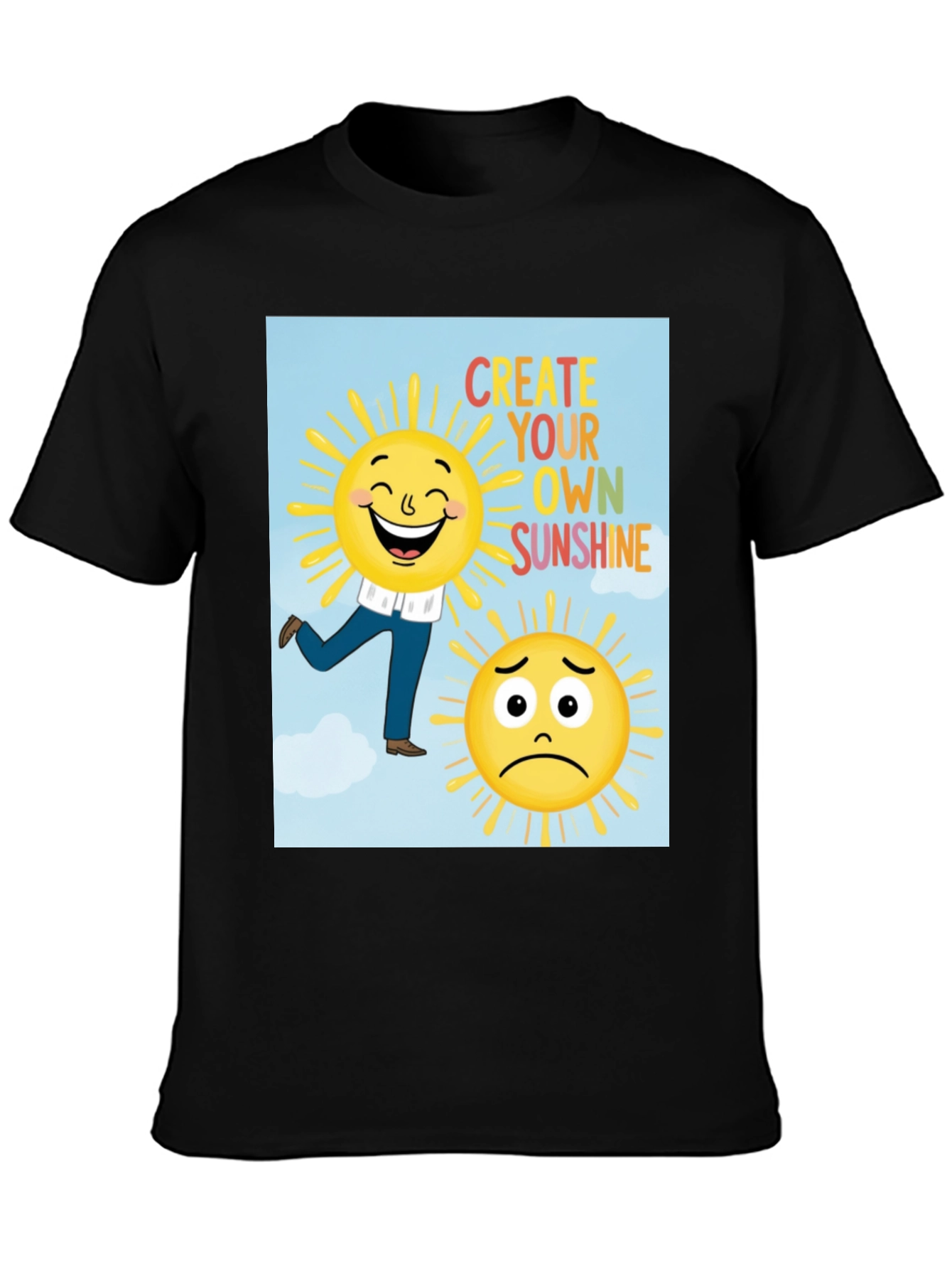 Black Cheerful Graphic T-Shirt: Create Your Own Sunshine Tee view 3