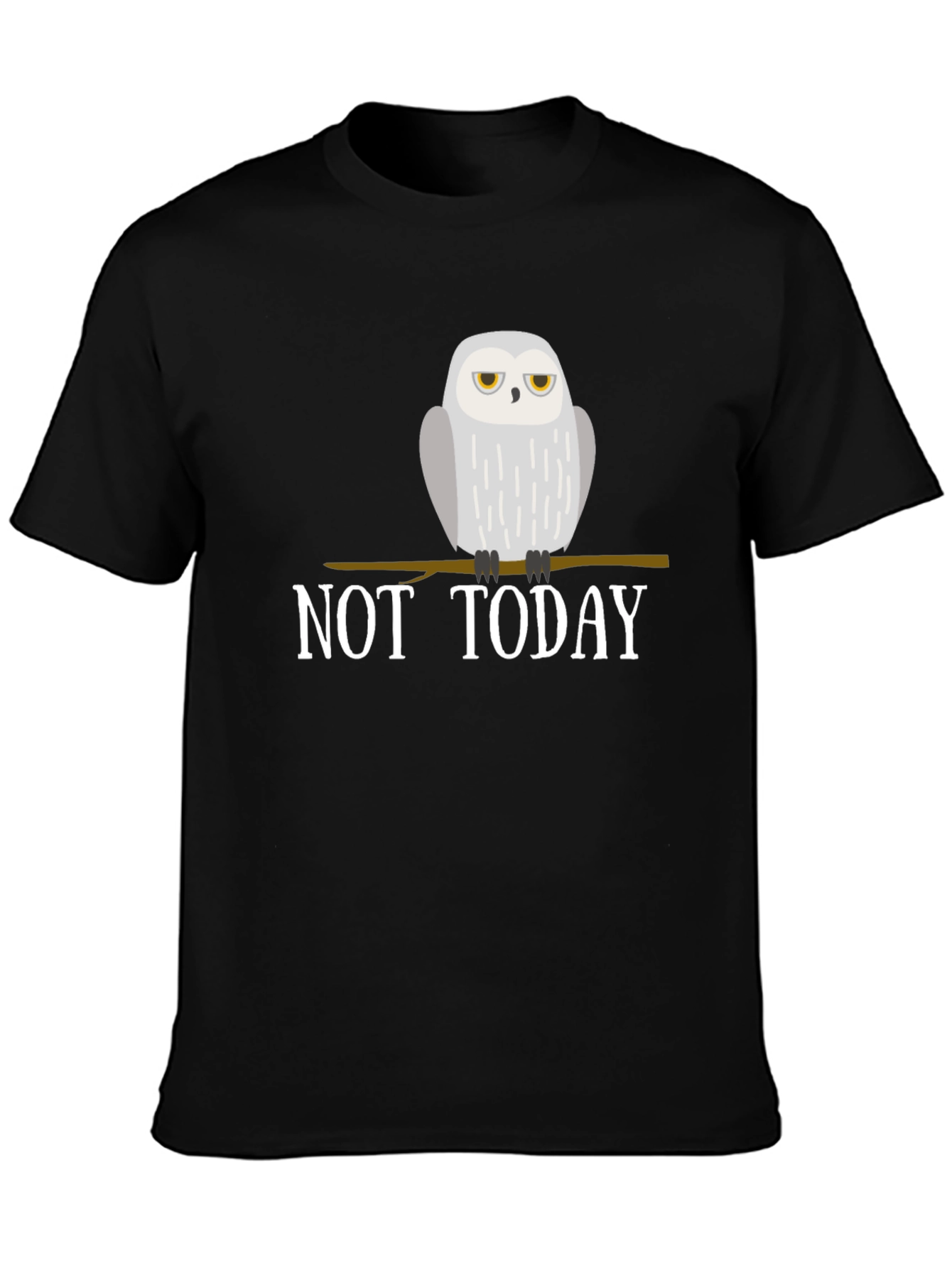 Black Not Today Owl Graphic Tee - Black Cotton T-Shirt view 3
