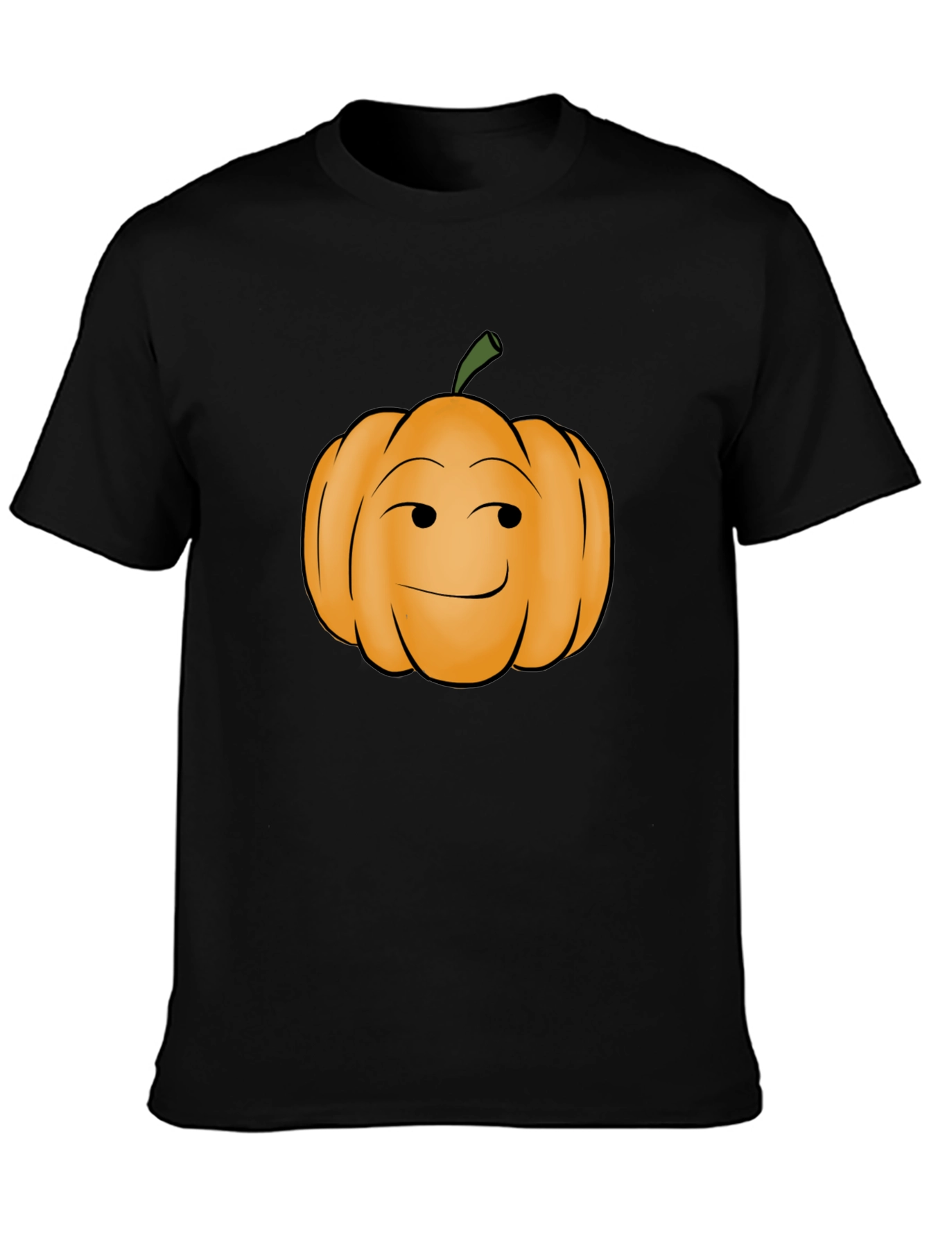 Black Smirking Pumpkin Graphic Tee - Black Cotton T-Shirt view 3