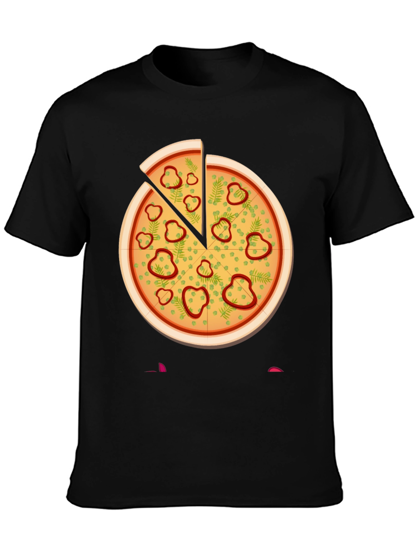 Black Pizza Graphic Tee - Unisex Crew Neck view 3
