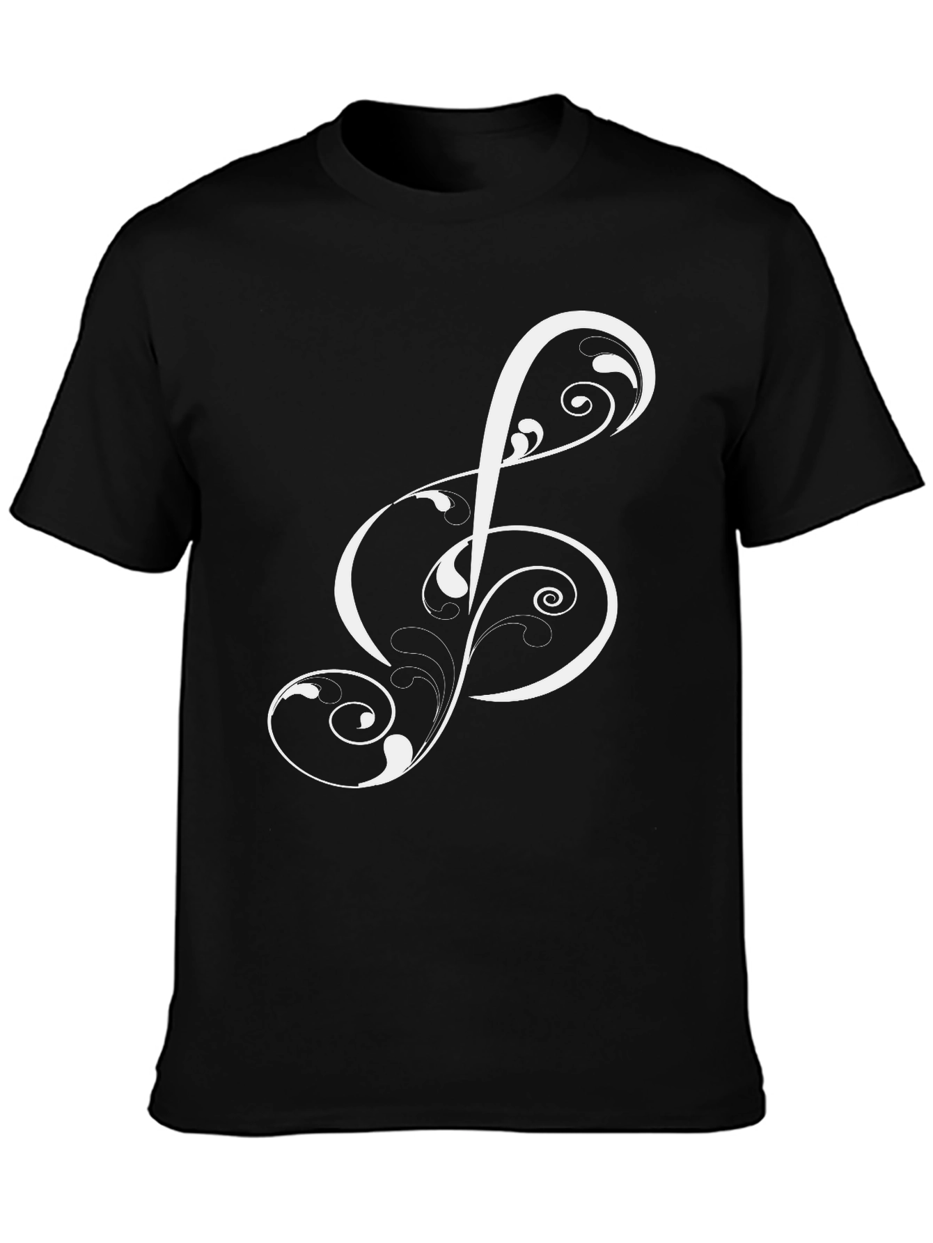 Black Musical Treble Clef Black T-Shirt view 3