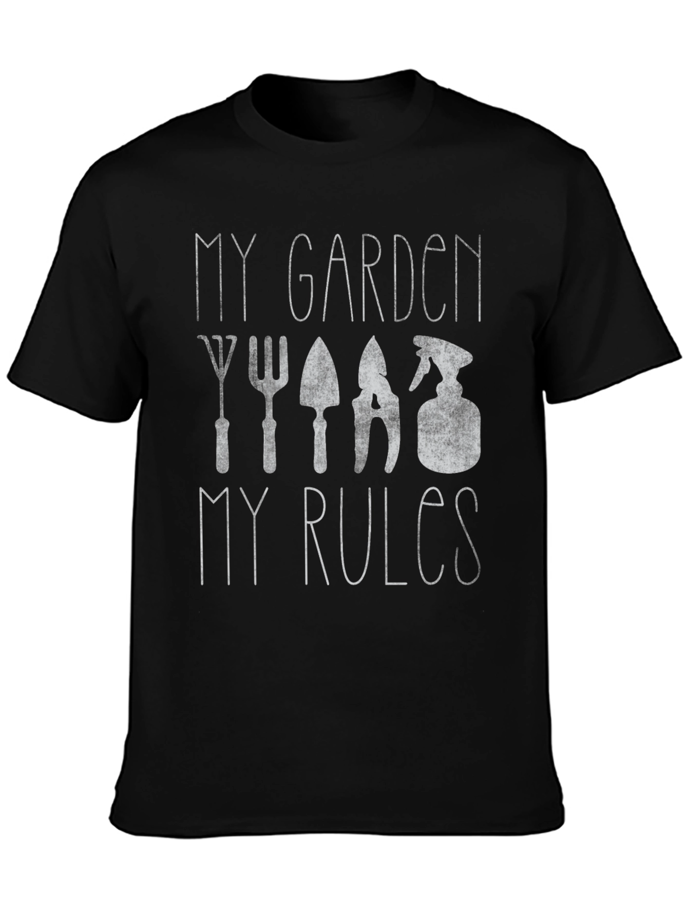 Black My Garden My Rules T-Shirt - Gardening Apparel view 3
