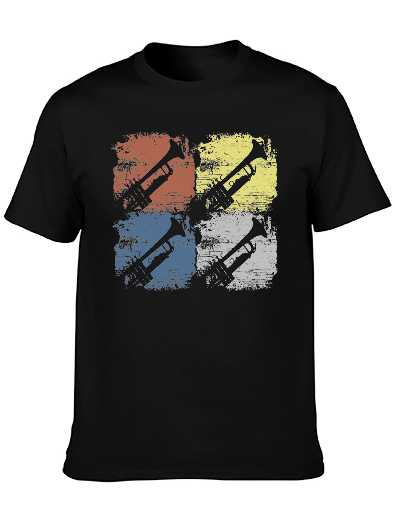 Black Retro Trumpet Pop Art Graphic Tee view 3