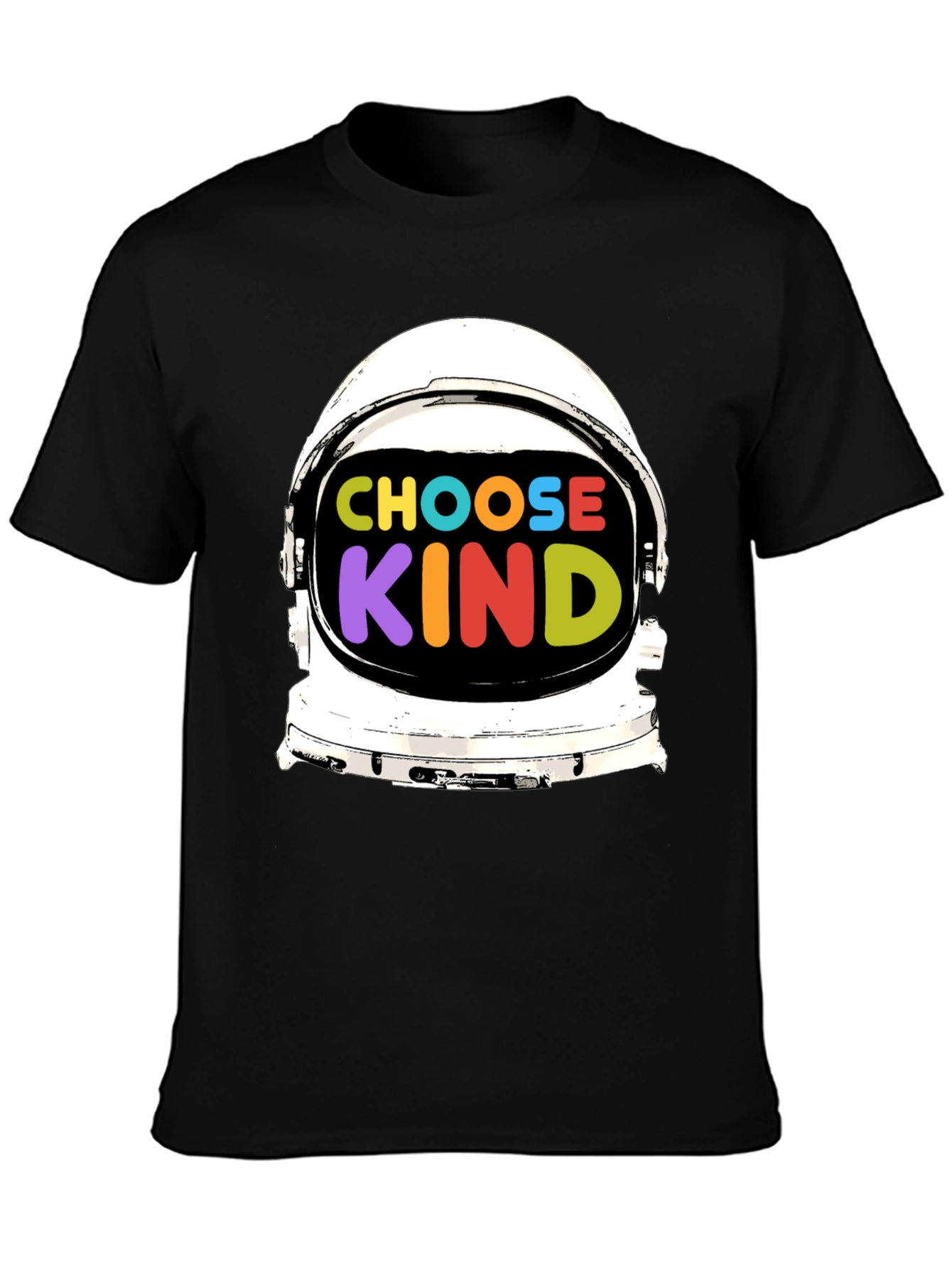 Black Choose Kind T-Shirt, Astronaut Helmet Graphic view 3