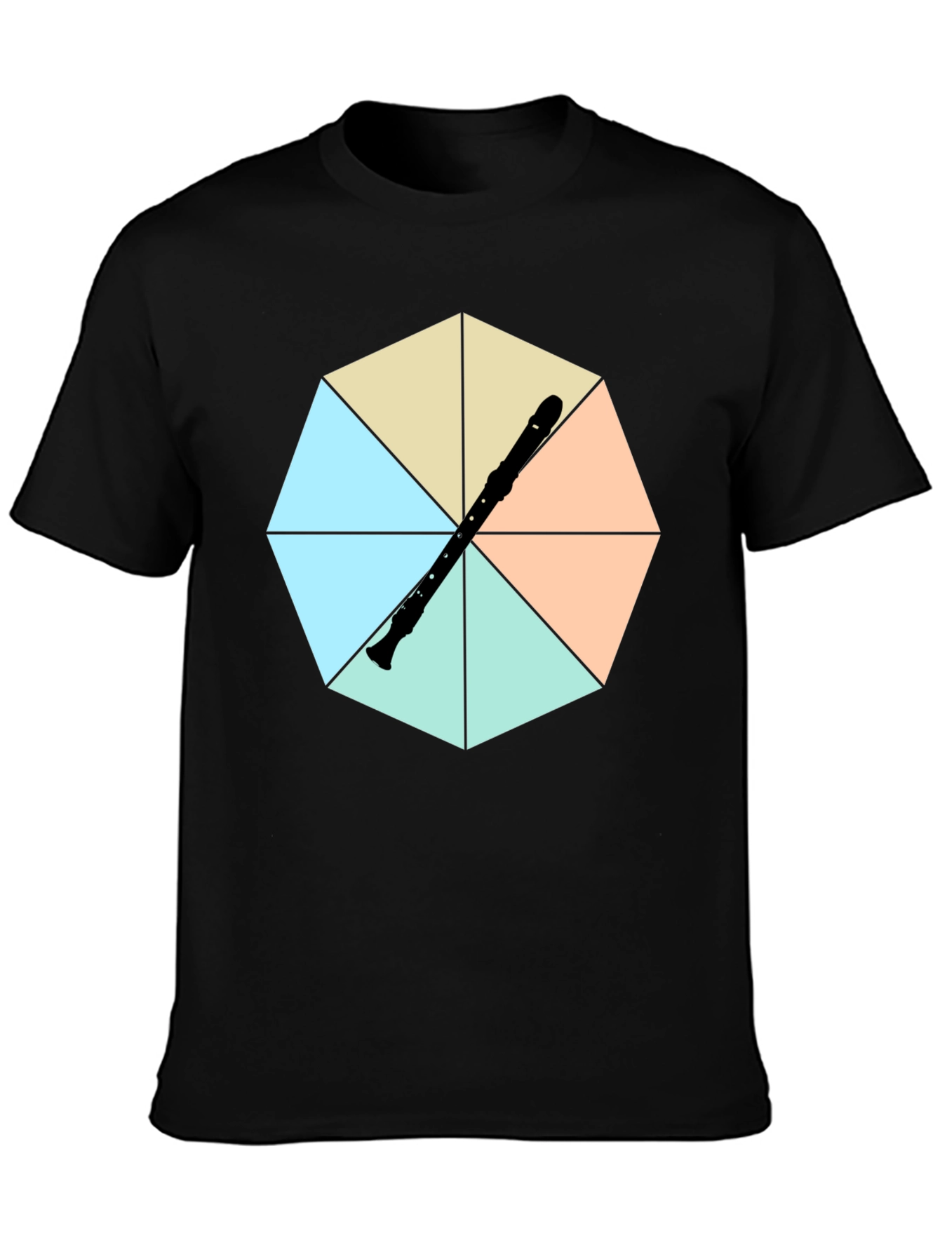 Black Recorders Hexagon T-Shirt view 3