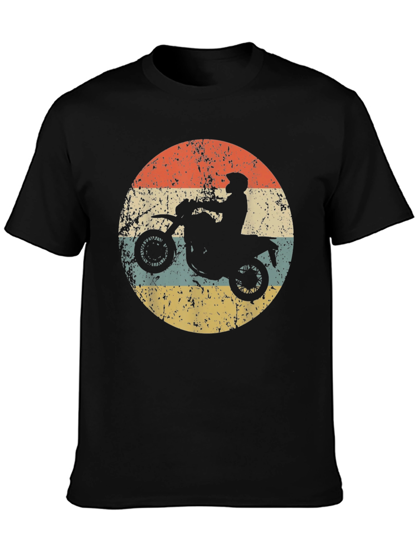 Black Retro Motorcycle Rider Graphic Tee - Black view 3
