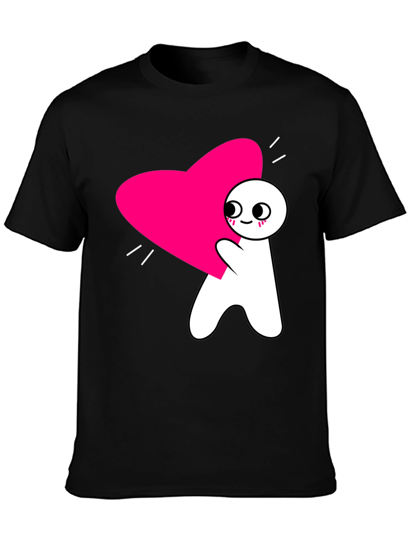 Black Heart Hug T-Shirt - Graphic Tee view 3