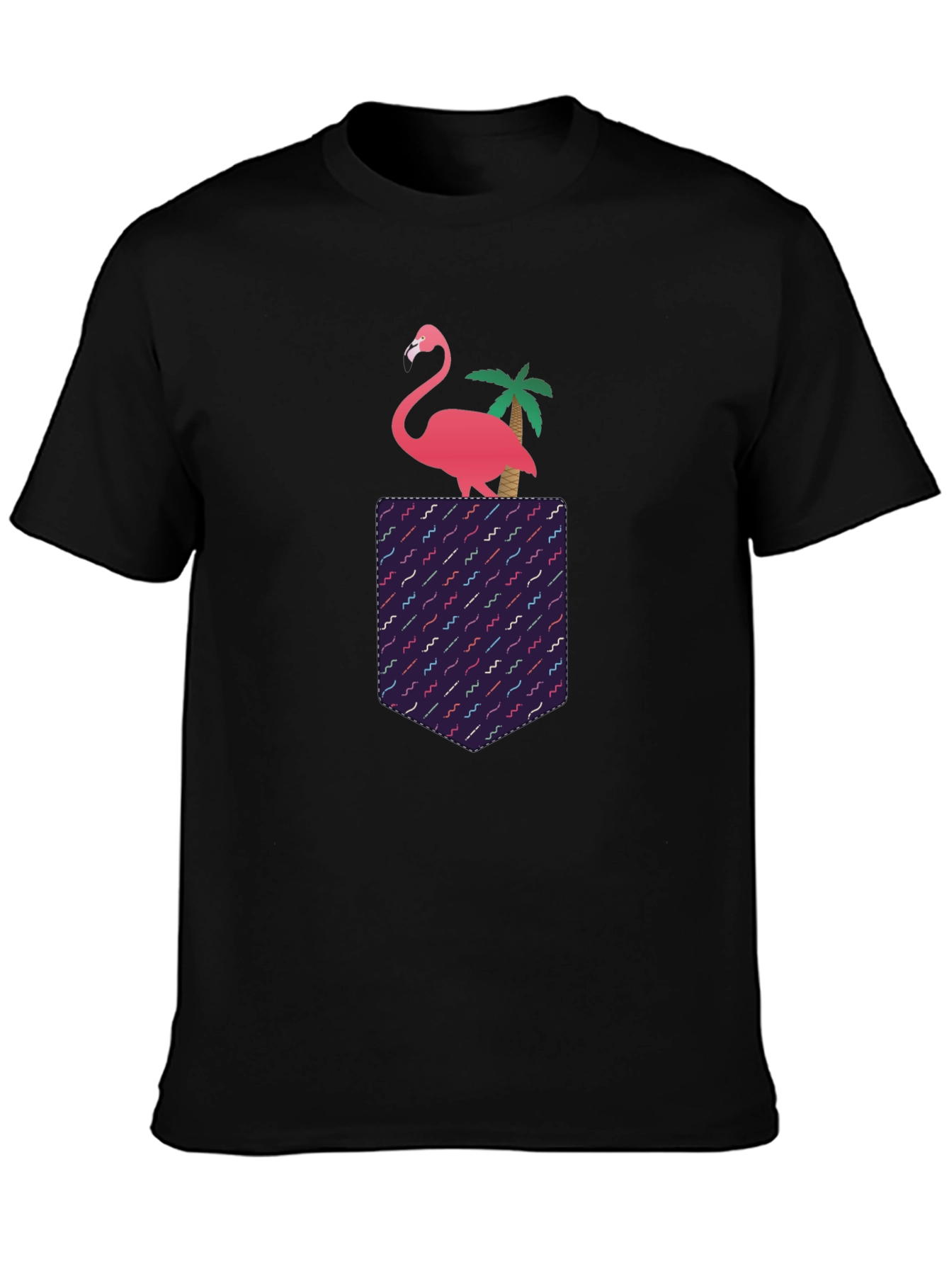 Black Flamingo Pocket T-Shirt view 3