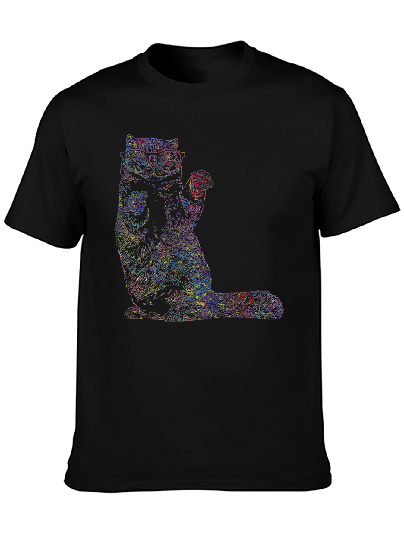 Black Cool Cat Graphic T-Shirt - Black view 3