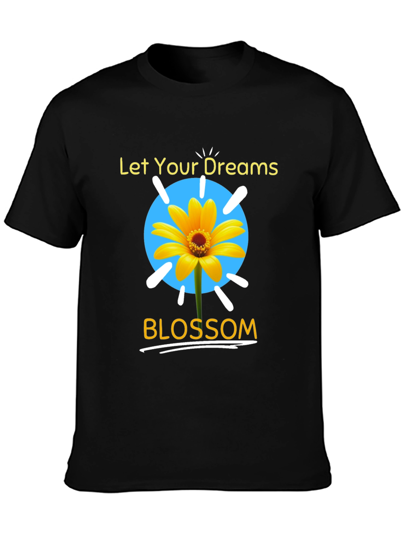 Black Dream Blossom Graphic Tee - Black Unisex T-Shirt view 3