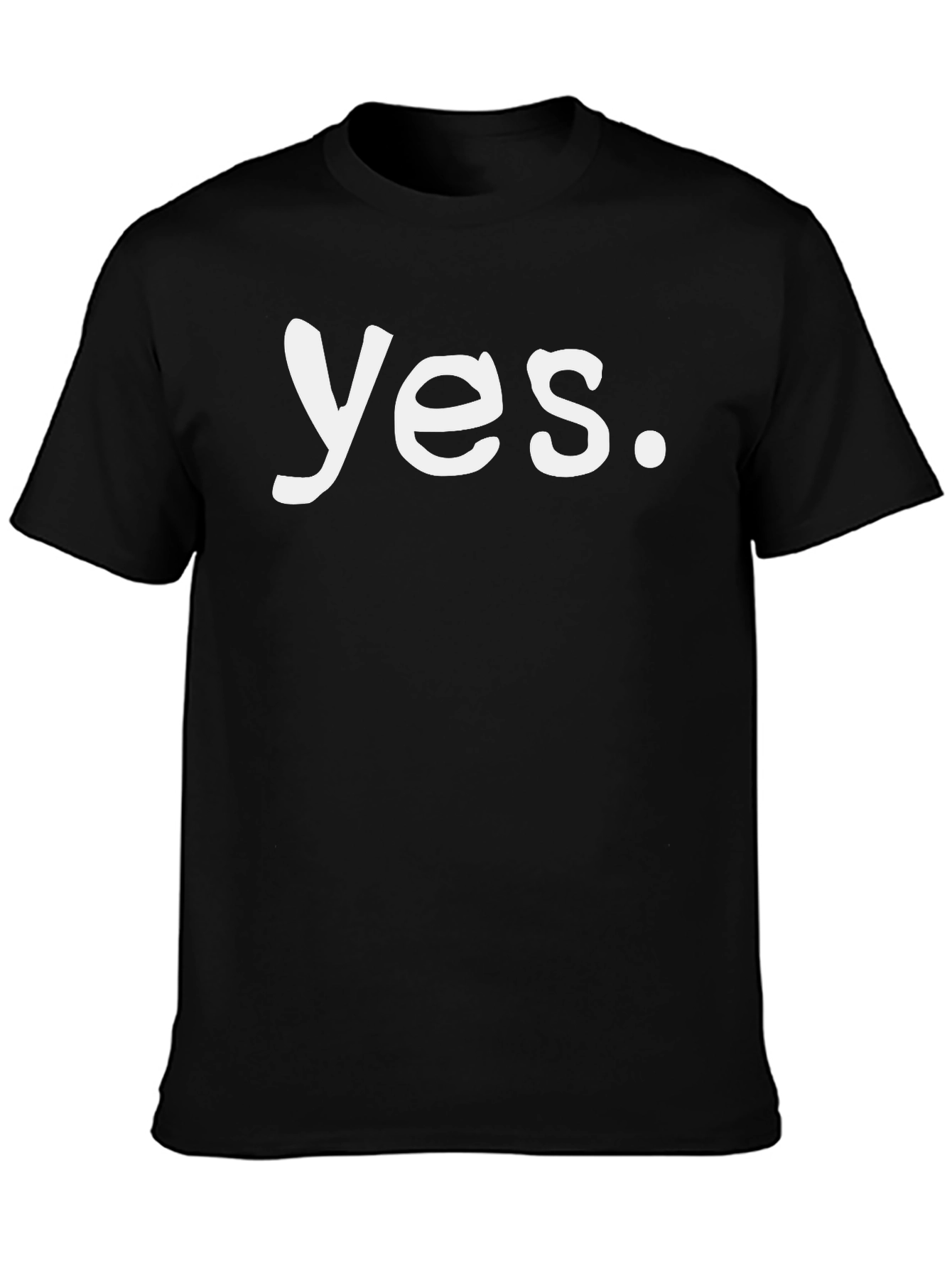 Black Yes Graphic Print Crew Neck Men's T-Shirt view 3