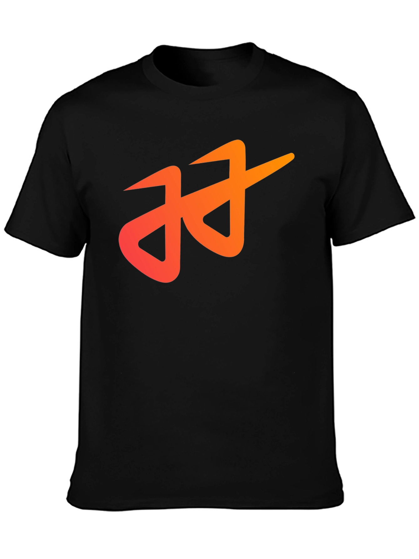 Black Modern Black T-Shirt with Abstract Orange Logo view 3