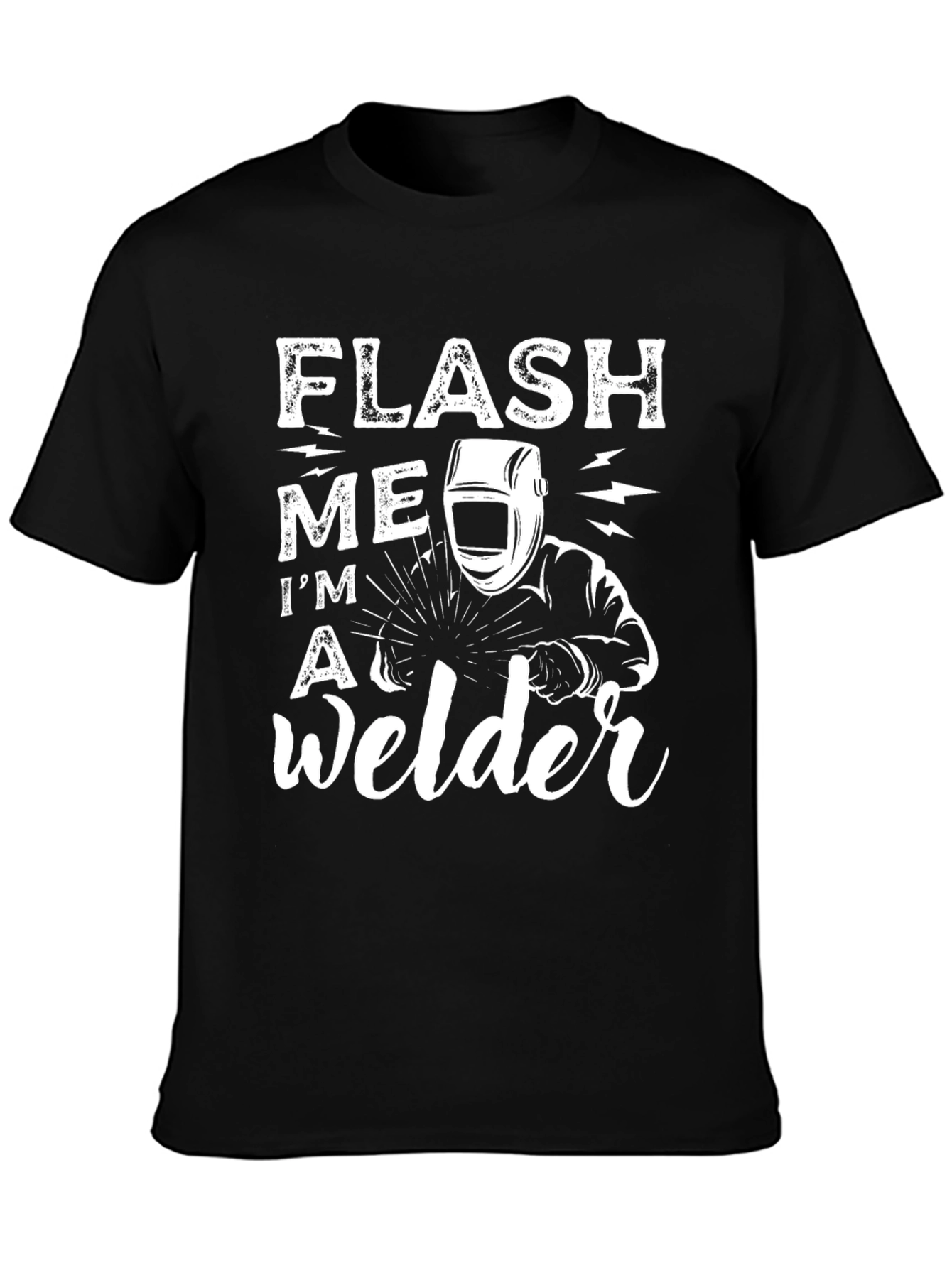 Black Flash Me I'm A Welder Black T-Shirt view 3