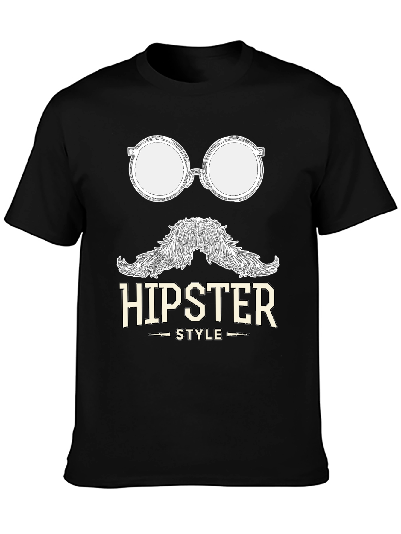 Black Hipster Style Graphic T-Shirt - Cool & Casual view 3