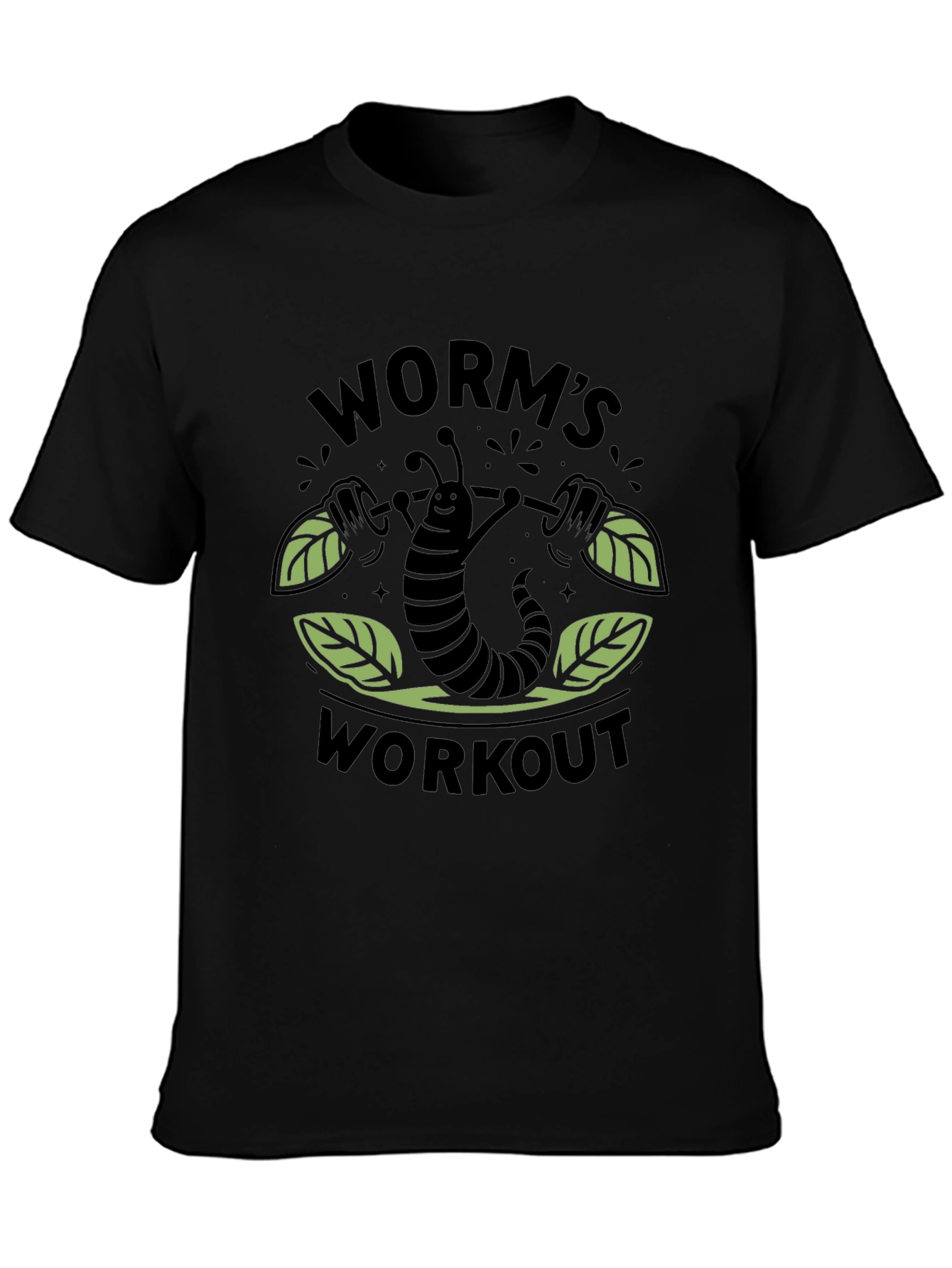 Black Worm's Workout T-Shirt - Black Cotton Tee view 3
