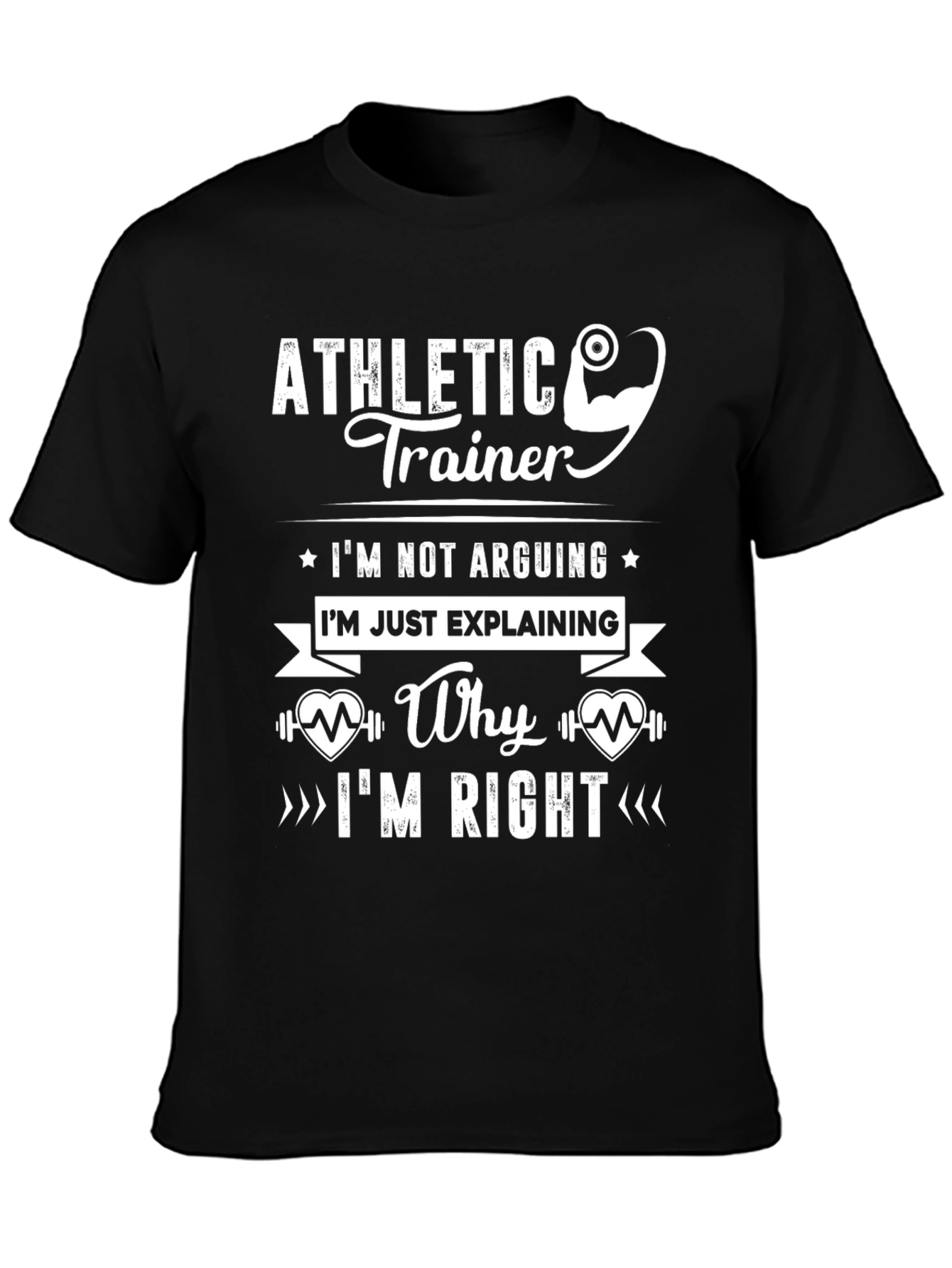 Black Athletic Trainer T-Shirt - Explaining is Not Arguing view 3