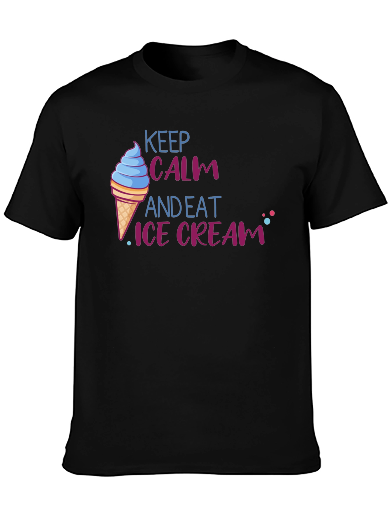 Black Keep Calm and Eat Ice Cream T-Shirt - Fun Novelty Tee view 3